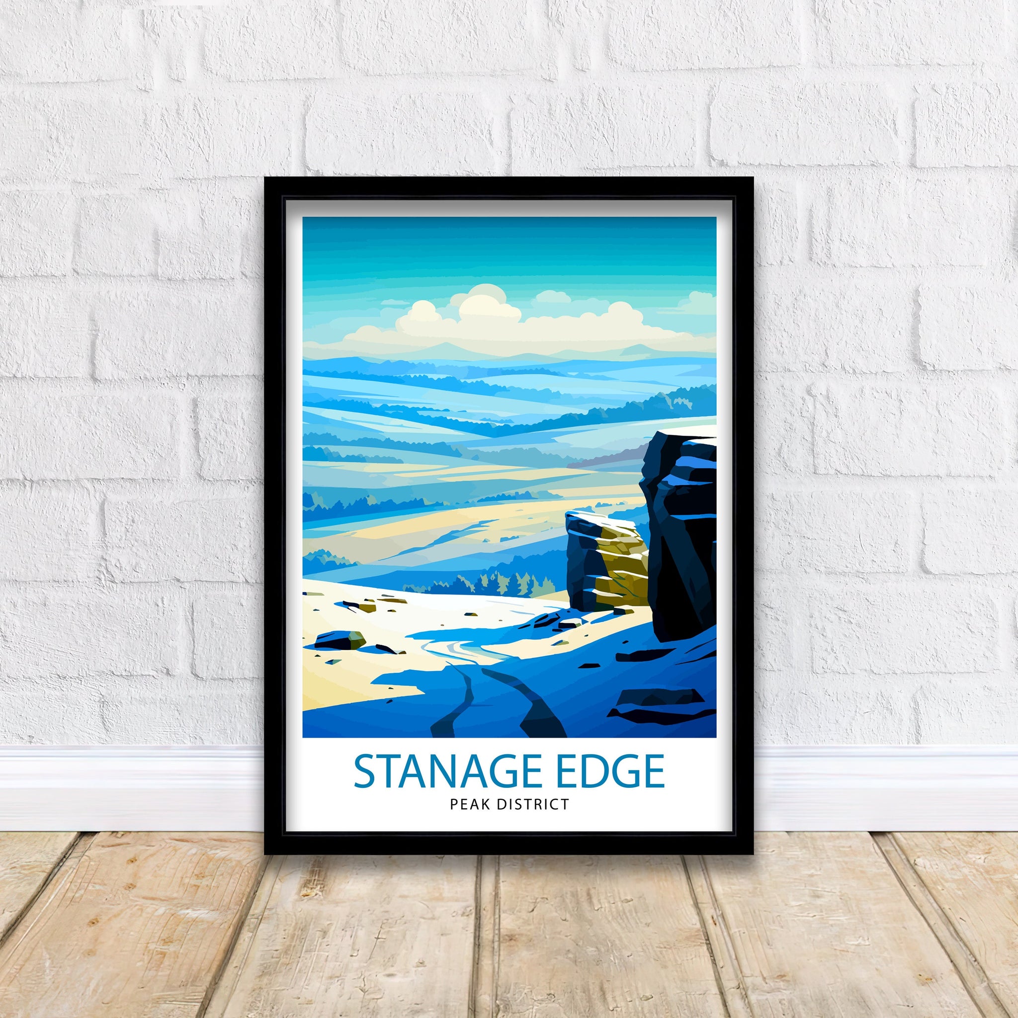 Stanage Edge Print Peak District Art Climbing Wall Decor England Landscape Poster Hiking Travel Gift British Nature Wall Art