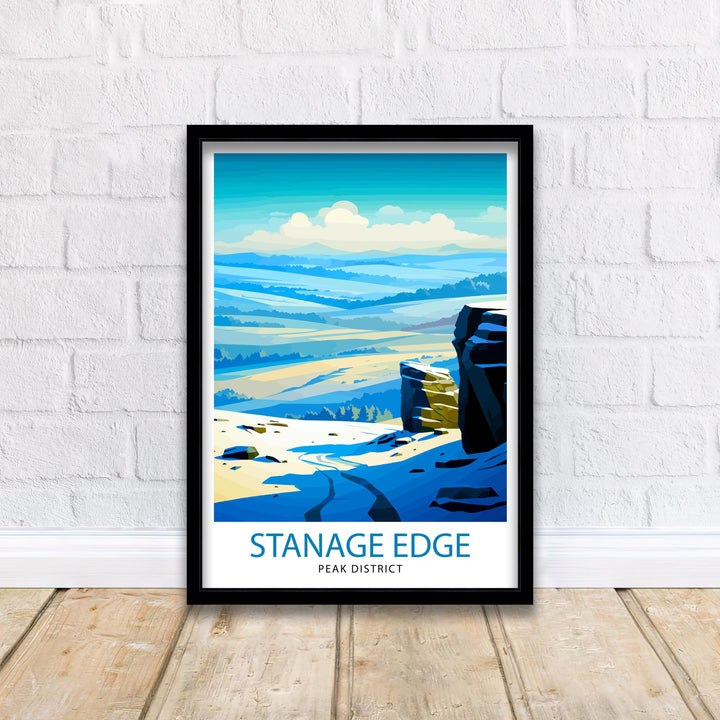 Stanage Edge Print Peak District Art Climbing Wall Decor England Landscape Poster Hiking Travel Gift British Nature Wall Art
