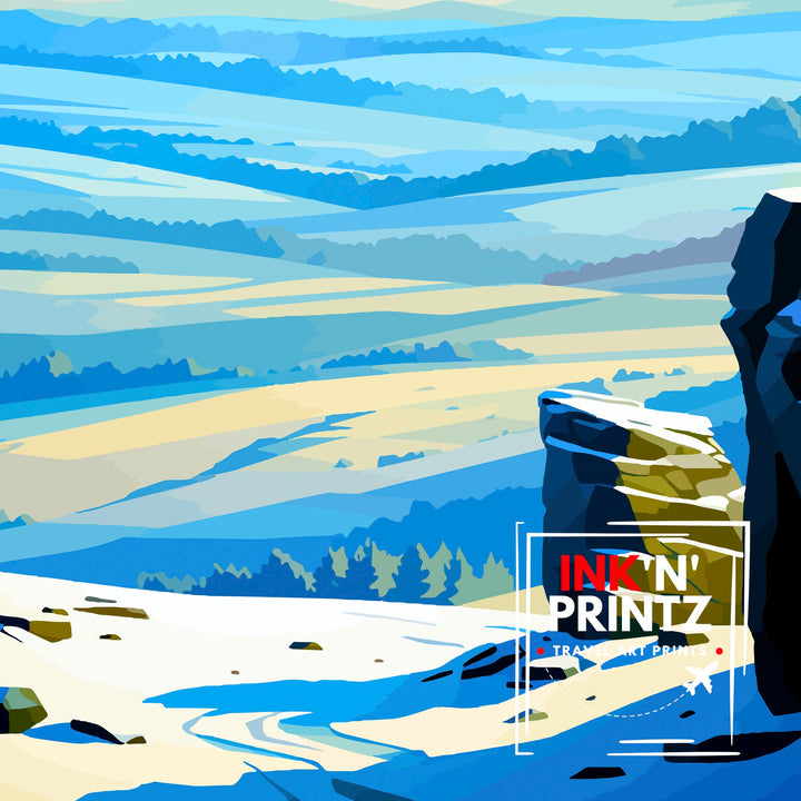 Stanage Edge Print Peak District Art Climbing Wall Decor England Landscape Poster Hiking Travel Gift British Nature Wall Art