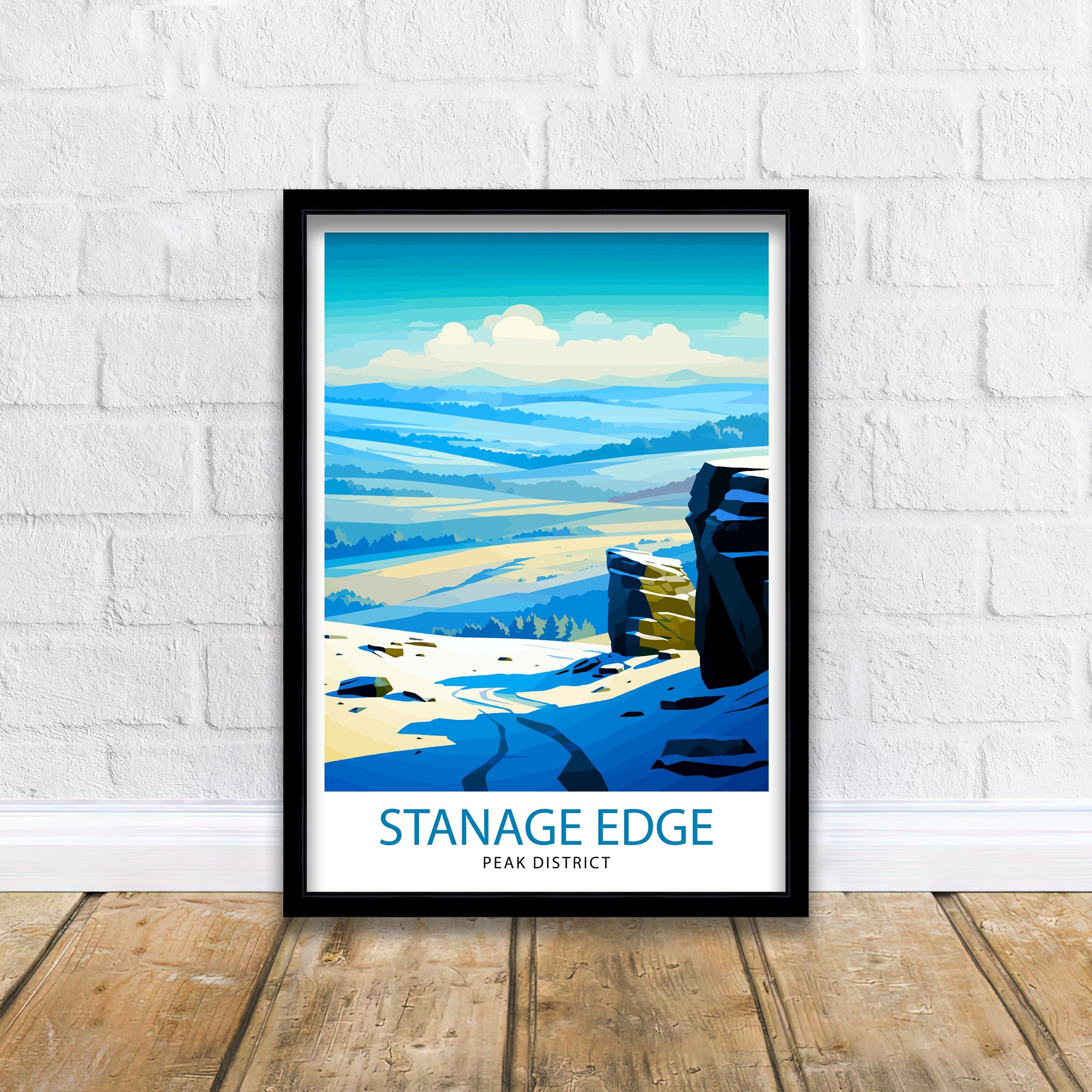 Stanage Edge Print Peak District Art Climbing Wall Decor England Landscape Poster Hiking Travel Gift British Nature Wall Art