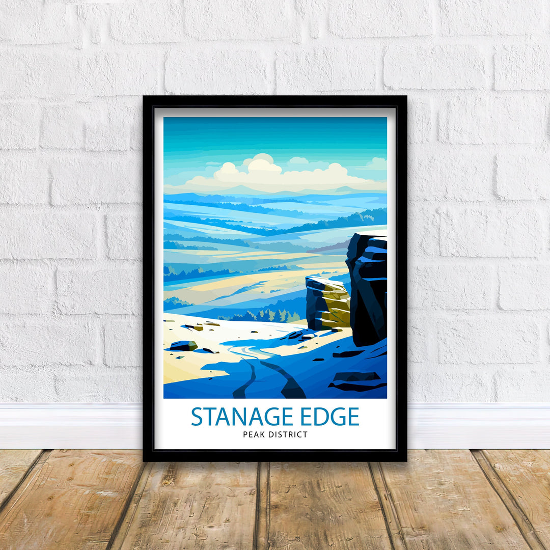 Stanage Edge Print Peak District Art Climbing Wall Decor England Landscape Poster Hiking Travel Gift British Nature Wall Art