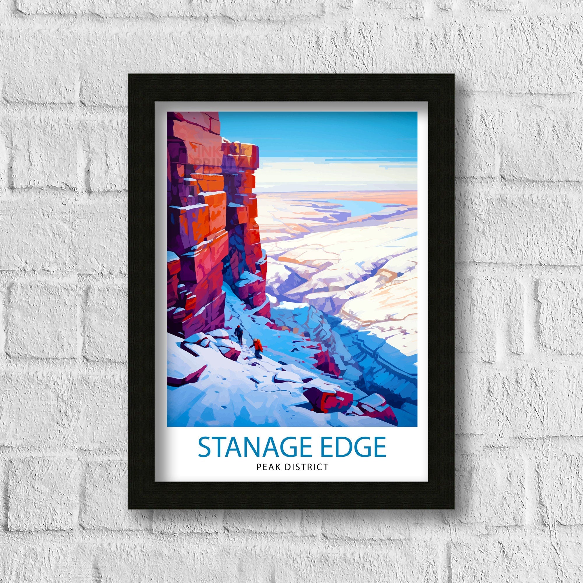 Stanage Edge Print Peak District Art Climbing Wall Decor England Landscape Poster Hiking Travel Gift British Nature Wall Art