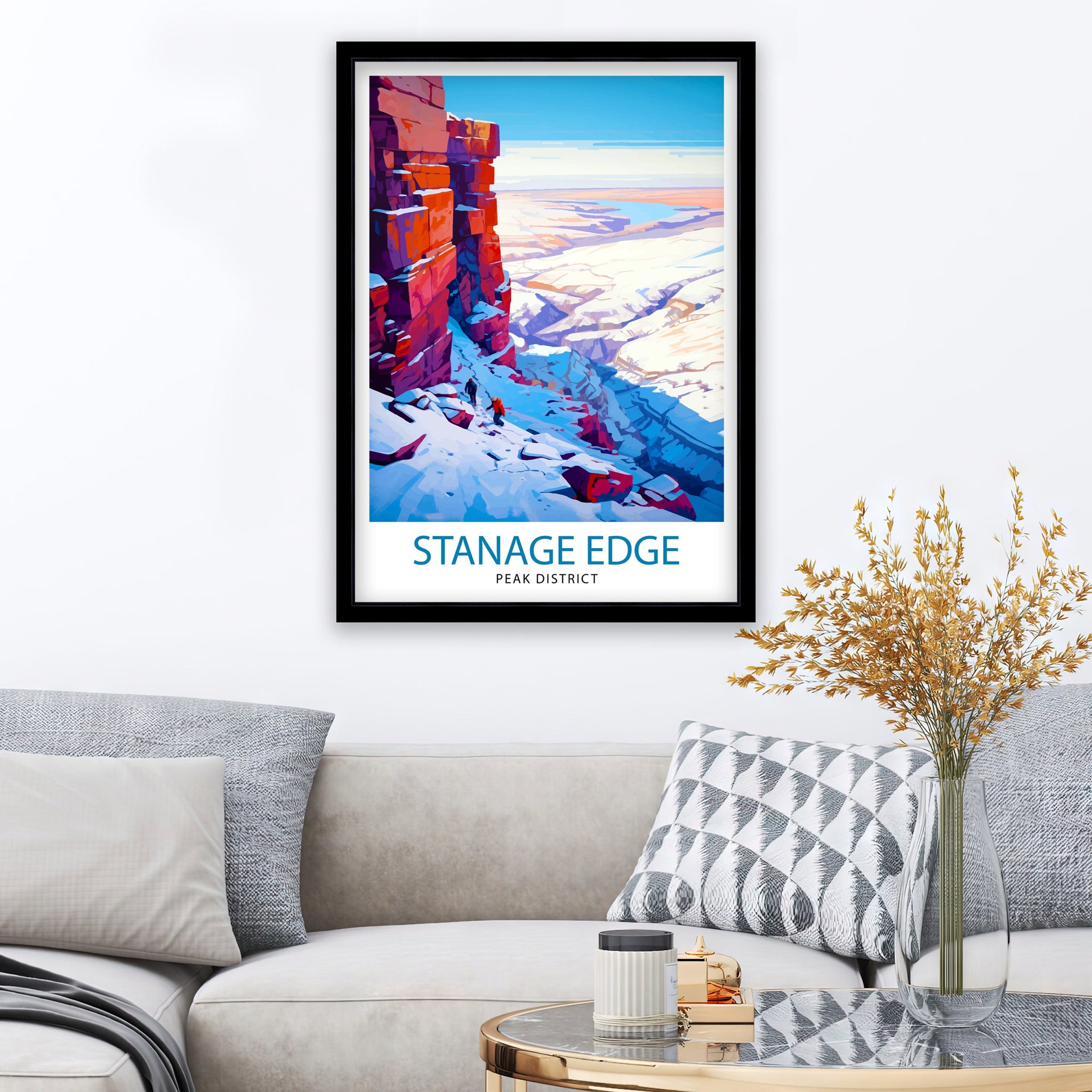 Stanage Edge Print Peak District Art Climbing Wall Decor England Landscape Poster Hiking Travel Gift British Nature Wall Art