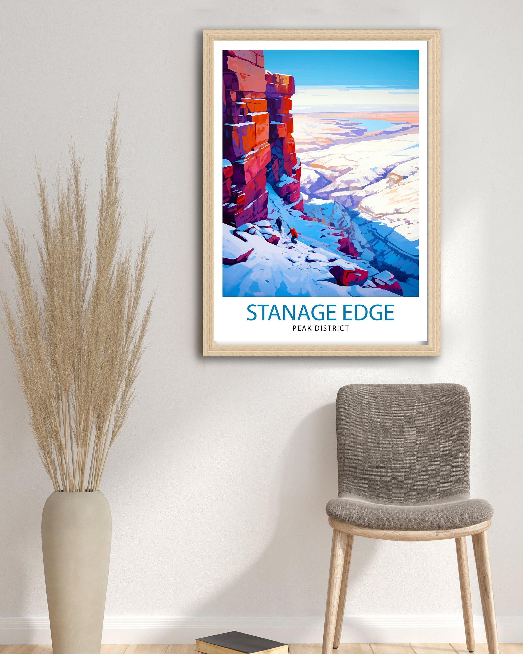 Stanage Edge Print Peak District Art Climbing Wall Decor England Landscape Poster Hiking Travel Gift British Nature Wall Art
