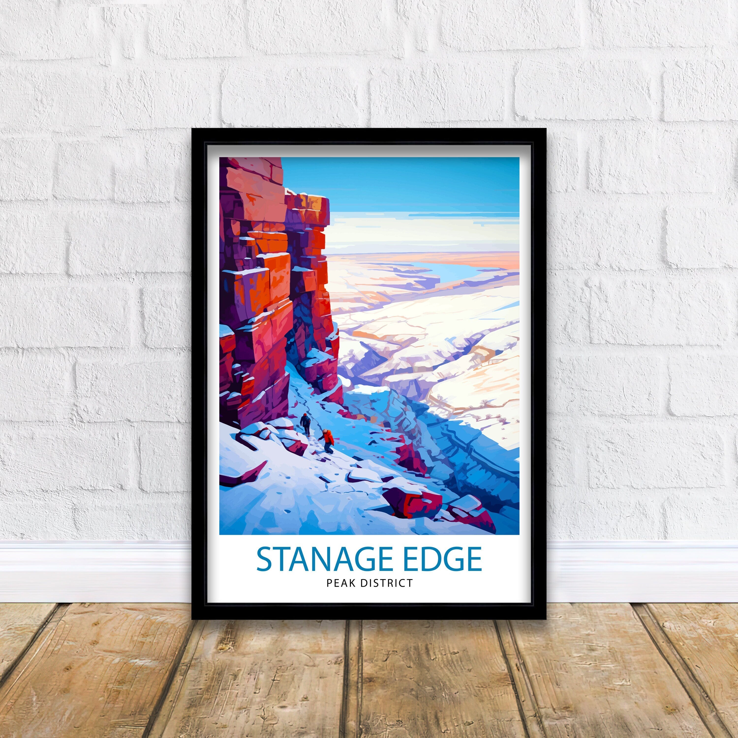 Stanage Edge Print Peak District Art Climbing Wall Decor England Landscape Poster Hiking Travel Gift British Nature Wall Art