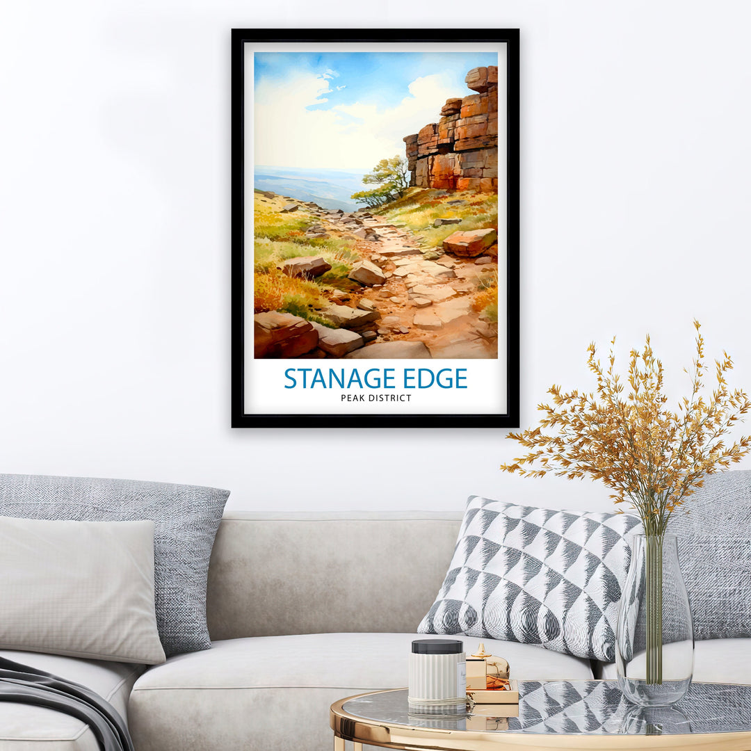 Stanage Edge Print Peak District Art Climbing Wall Decor England Landscape Poster Hiking Travel Gift British Nature Wall Art