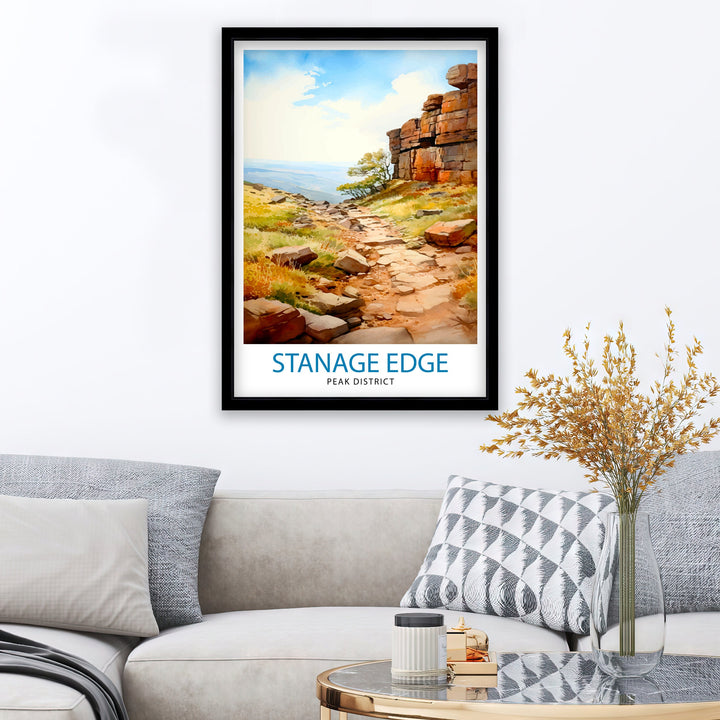 Stanage Edge Print Peak District Art Climbing Wall Decor England Landscape Poster Hiking Travel Gift British Nature Wall Art