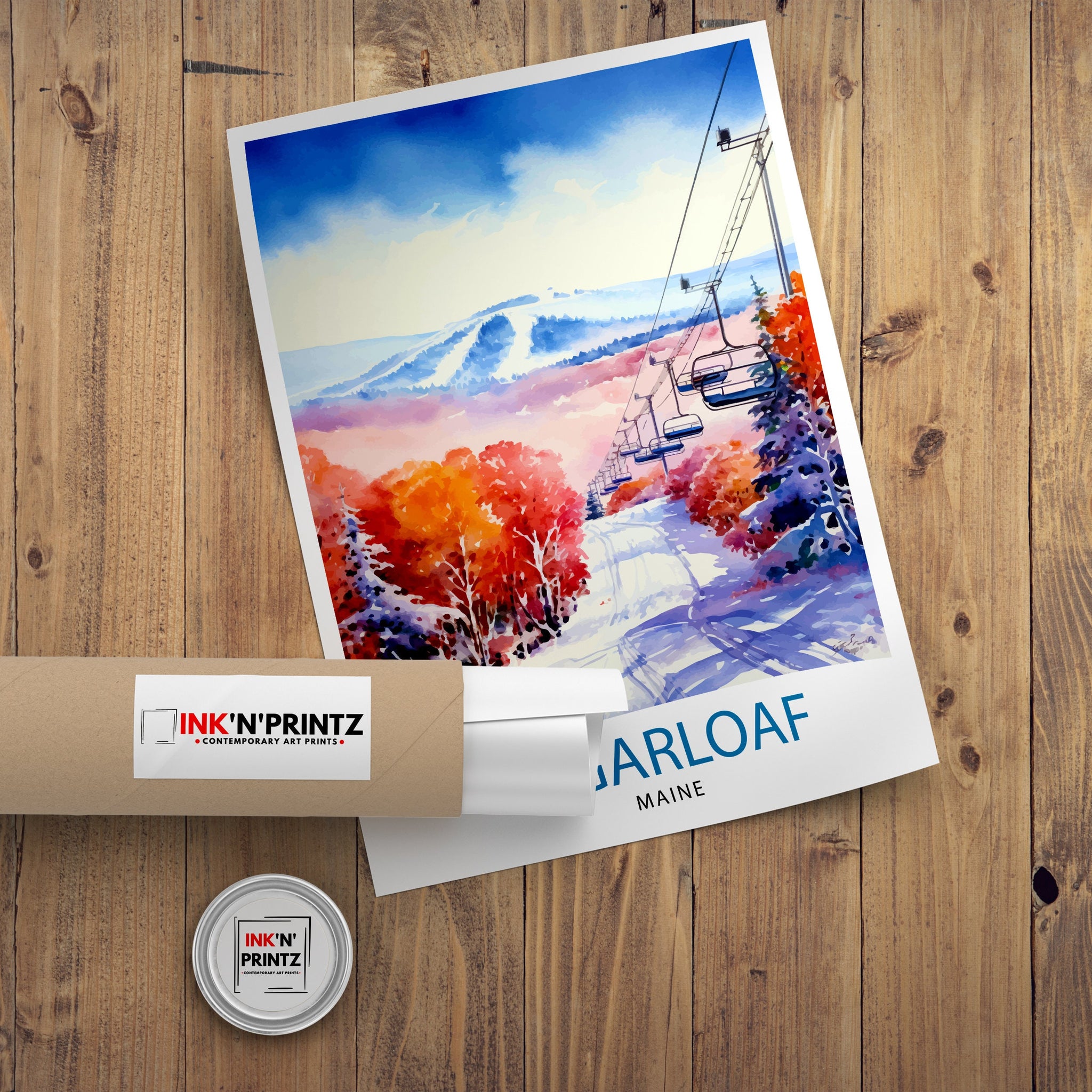 Sugarloaf Maine Ski Resort Print - Maine Ski Wall Art - Sugarloaf Mountain Decor - Skiing Poster - Winter Landscape Art - Ski Lover Gift