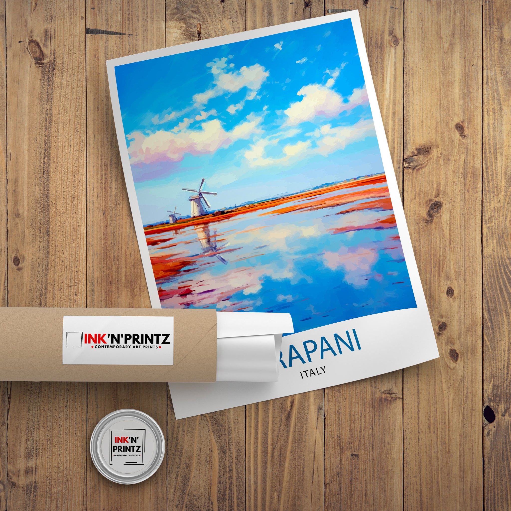 Trapani Italy Art Print Coastal Sicilian City Poster Trapani Beach Wall Art Italian Seaside Decor Travel to Trapani Illustration