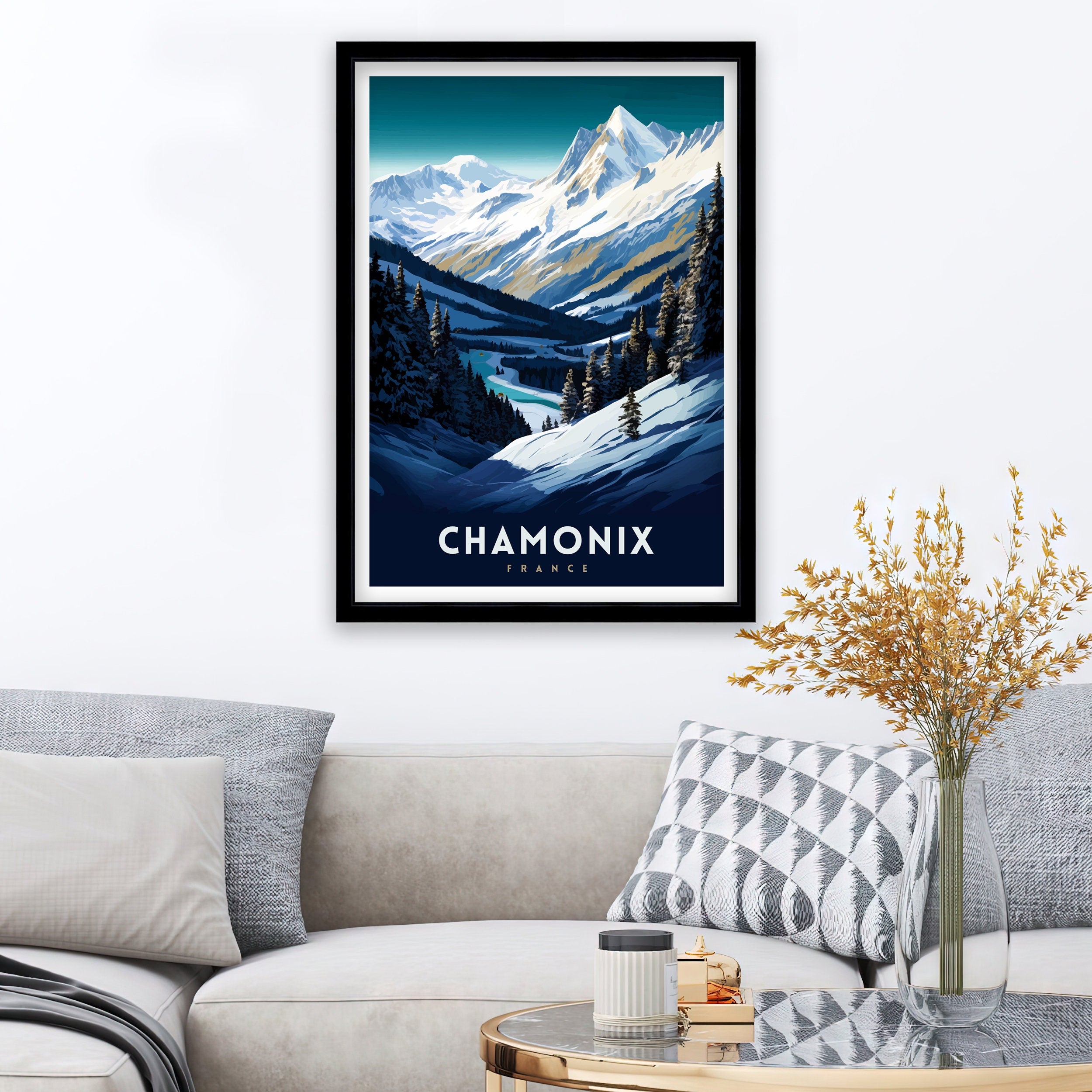 Chamonix France Print Chamonix Decor Chamonix Poster Chamonix Art Chamonix Wall Art Gift for Alpine Lovers Chamonix Home Decor