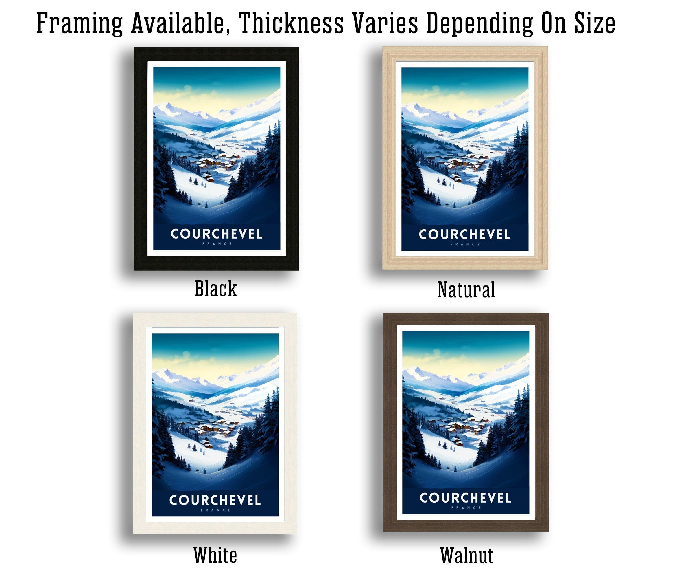 Courchevel Ski Resort Print French Alps Winter Sports Poster Ski Lover Wall Art Courchevel Mountain View Decor France Skiing Trip Artwork