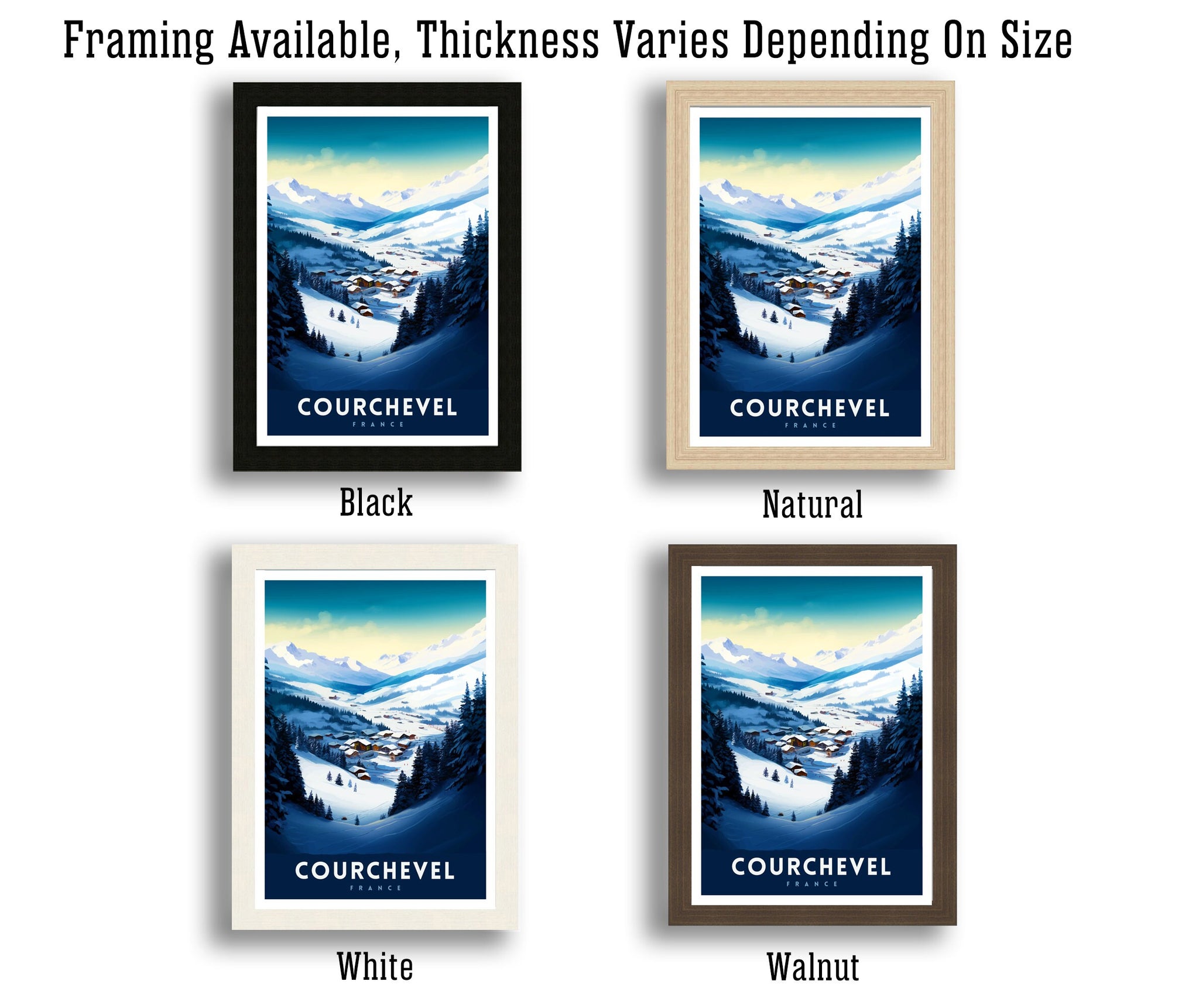 Courchevel Ski Resort Print French Alps Winter Sports Poster Ski Lover Wall Art Courchevel Mountain View Decor France Skiing Trip Artwork