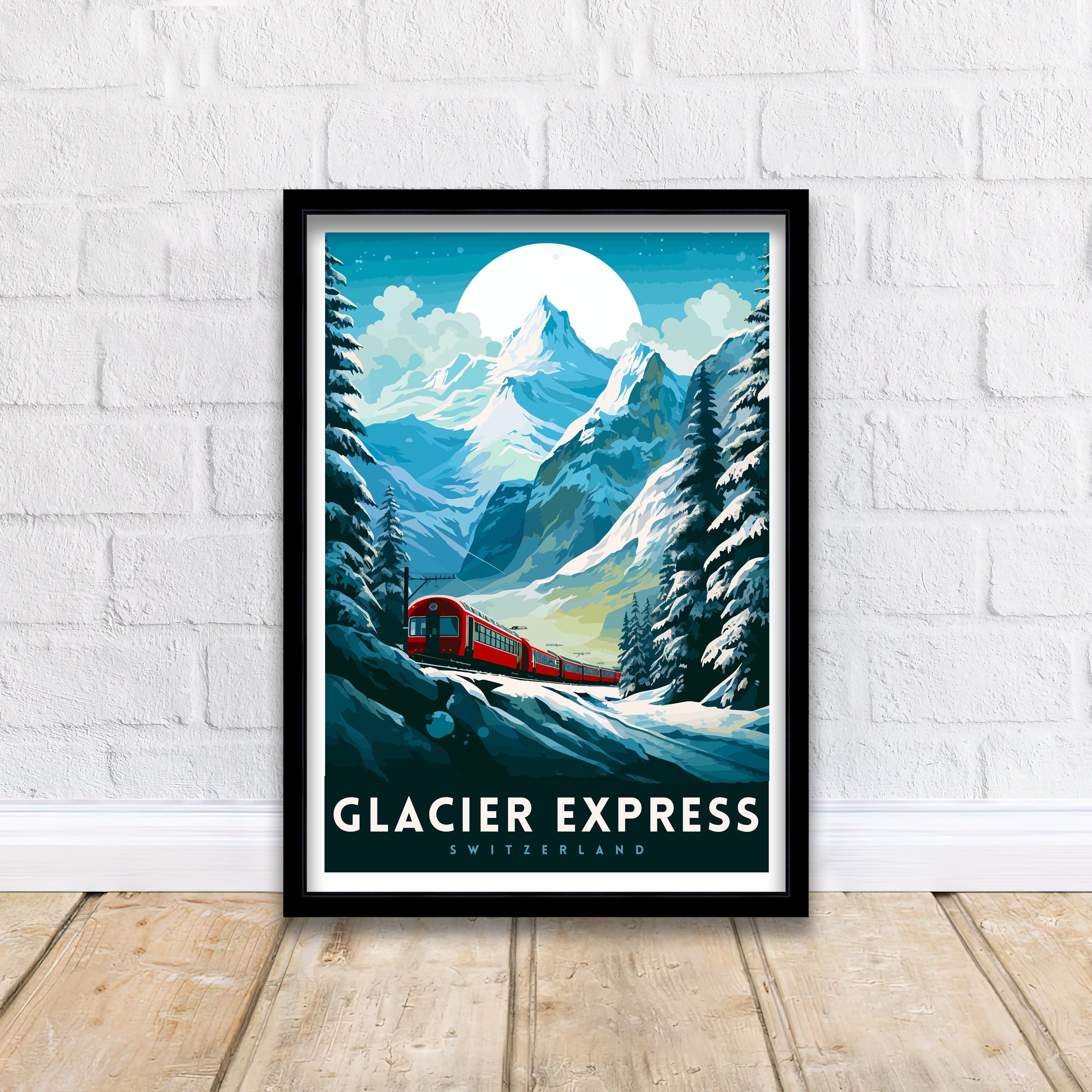 Glacier Express Train Print Swiss Alps Railway Poster Scenic Train Journey Art Switzerland Travel Decor Alpine Adventure Wall Art Railway