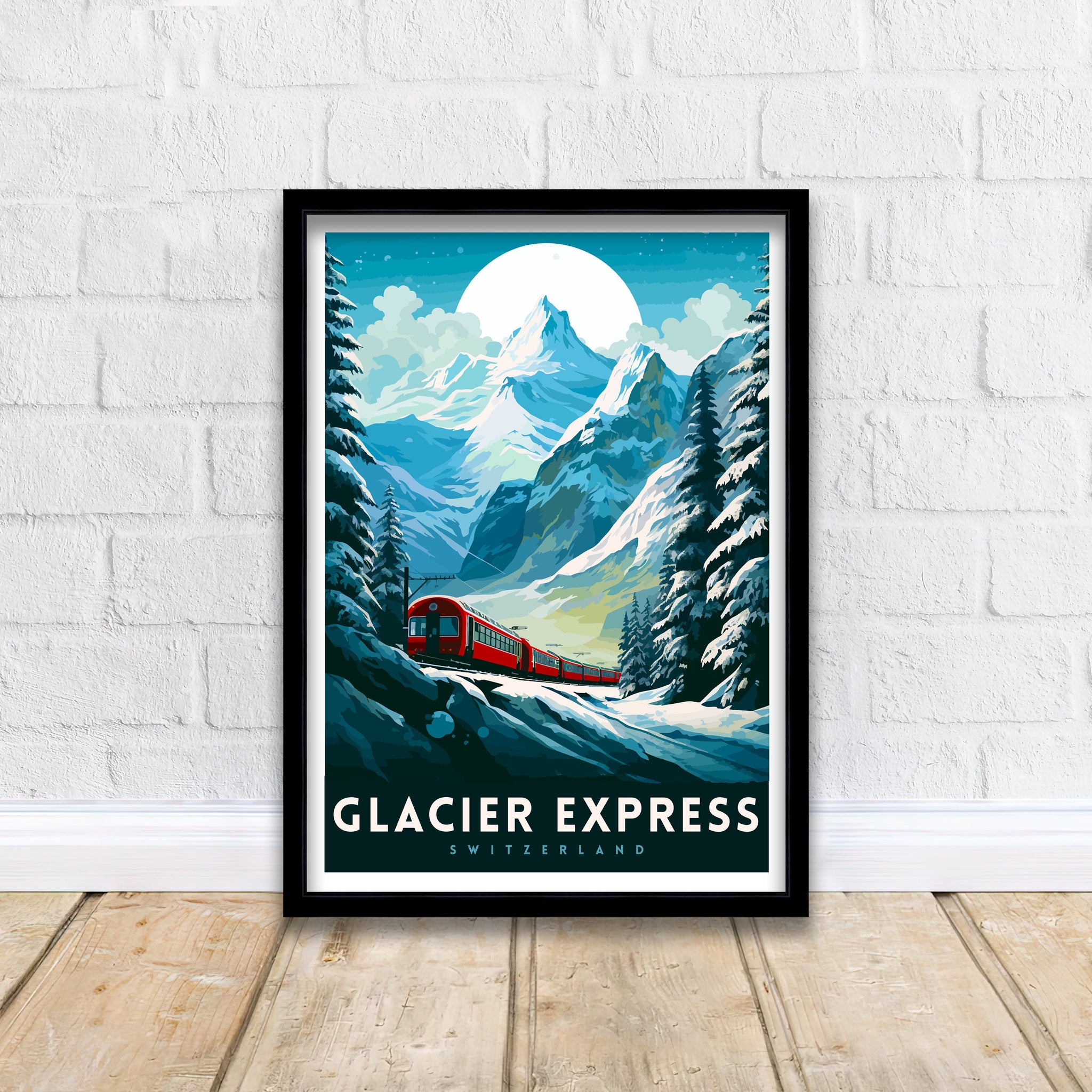 Glacier Express Train Print Swiss Alps Railway Poster Scenic Train Journey Art Switzerland Travel Decor Alpine Adventure Wall Art Railway