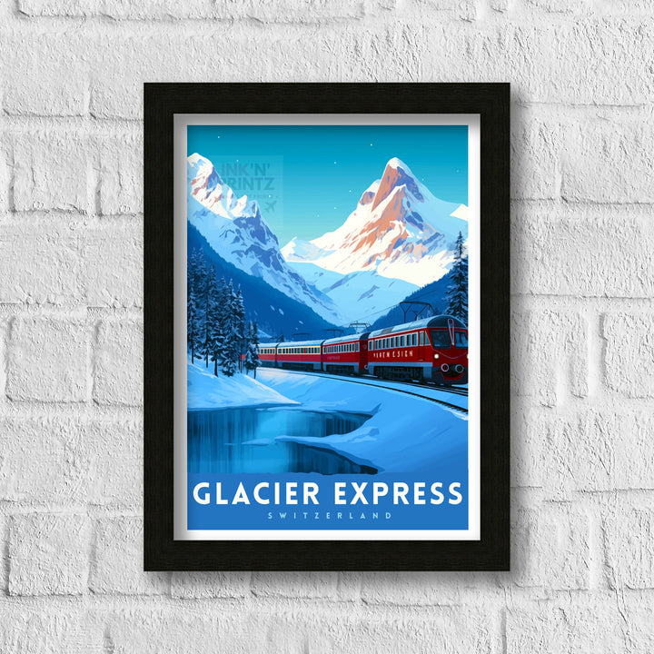 Glacier Express Train Poster Swiss Alps Railway Poster Scenic Train Journey Art Switzerland Travel Decor Alpine Adventure Wall Art Railway