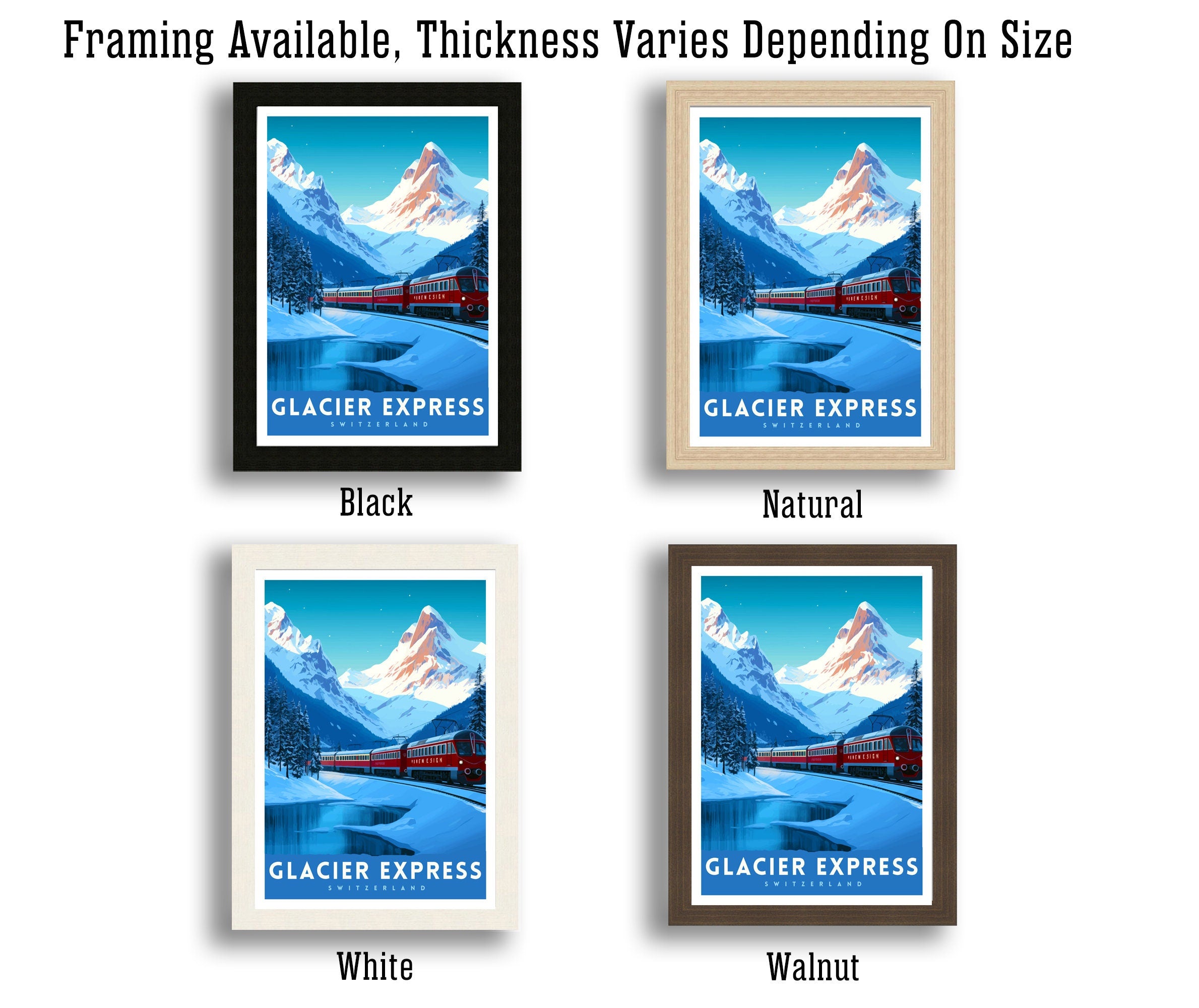 Glacier Express Train Print Swiss Alps Railway Poster Scenic Train Journey Art Switzerland Travel Decor Alpine Adventure Wall Art Railway