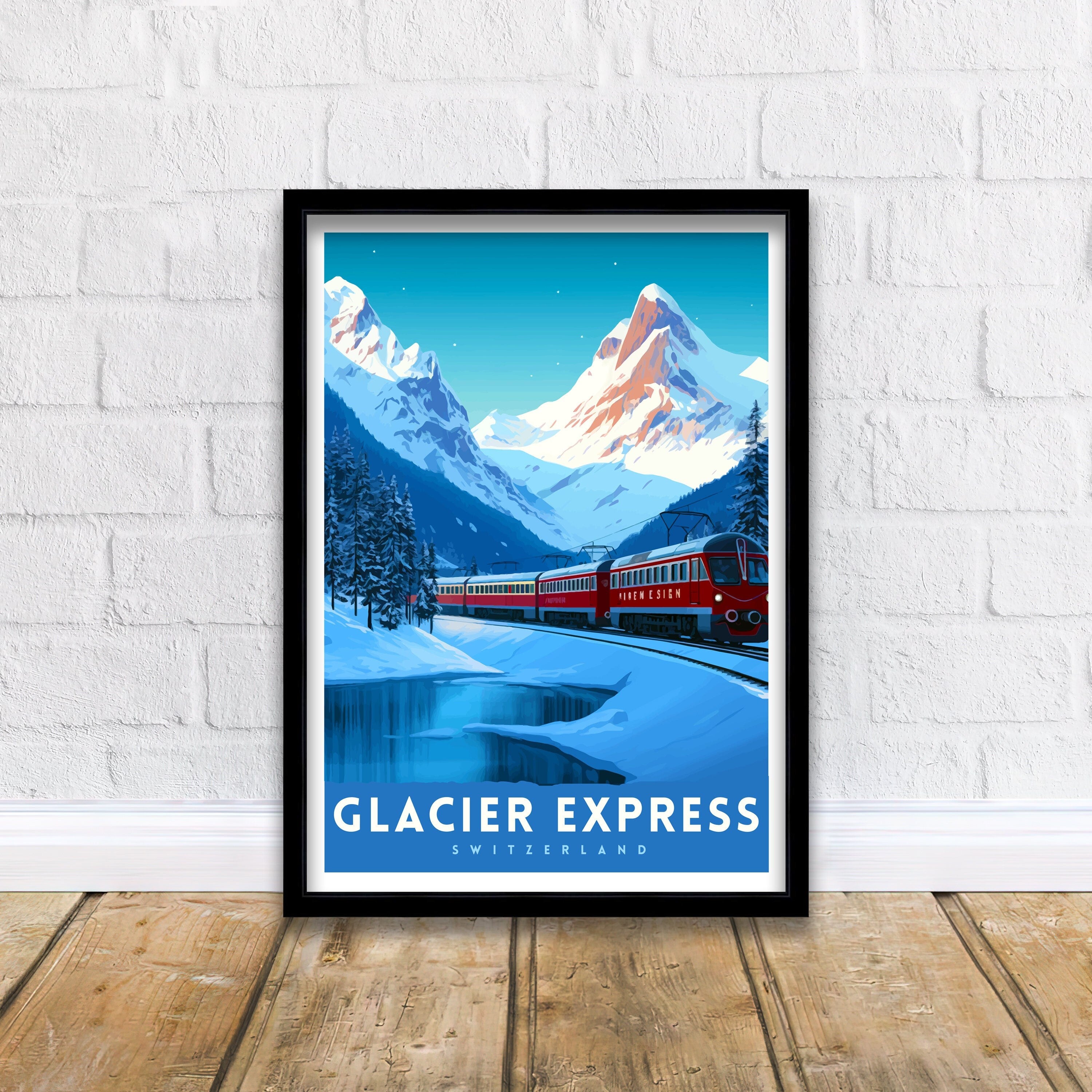 Glacier Express Train Print Swiss Alps Railway Poster Scenic Train Journey Art Switzerland Travel Decor Alpine Adventure Wall Art Railway