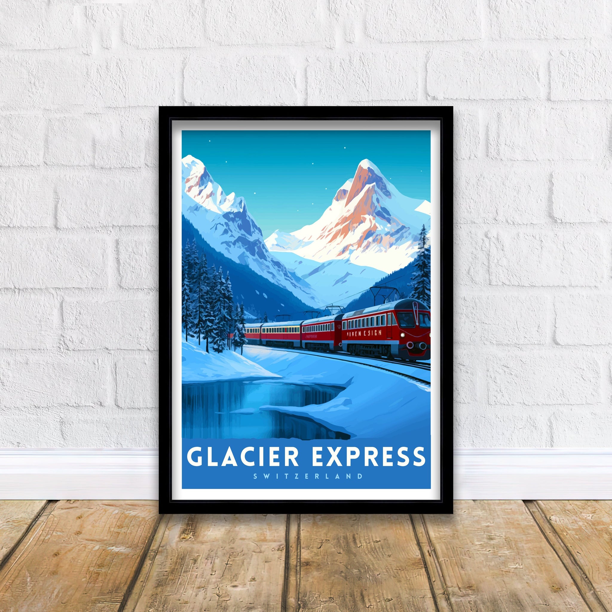 Glacier Express Train Print Swiss Alps Railway Poster Scenic Train Journey Art Switzerland Travel Decor Alpine Adventure Wall Art Railway