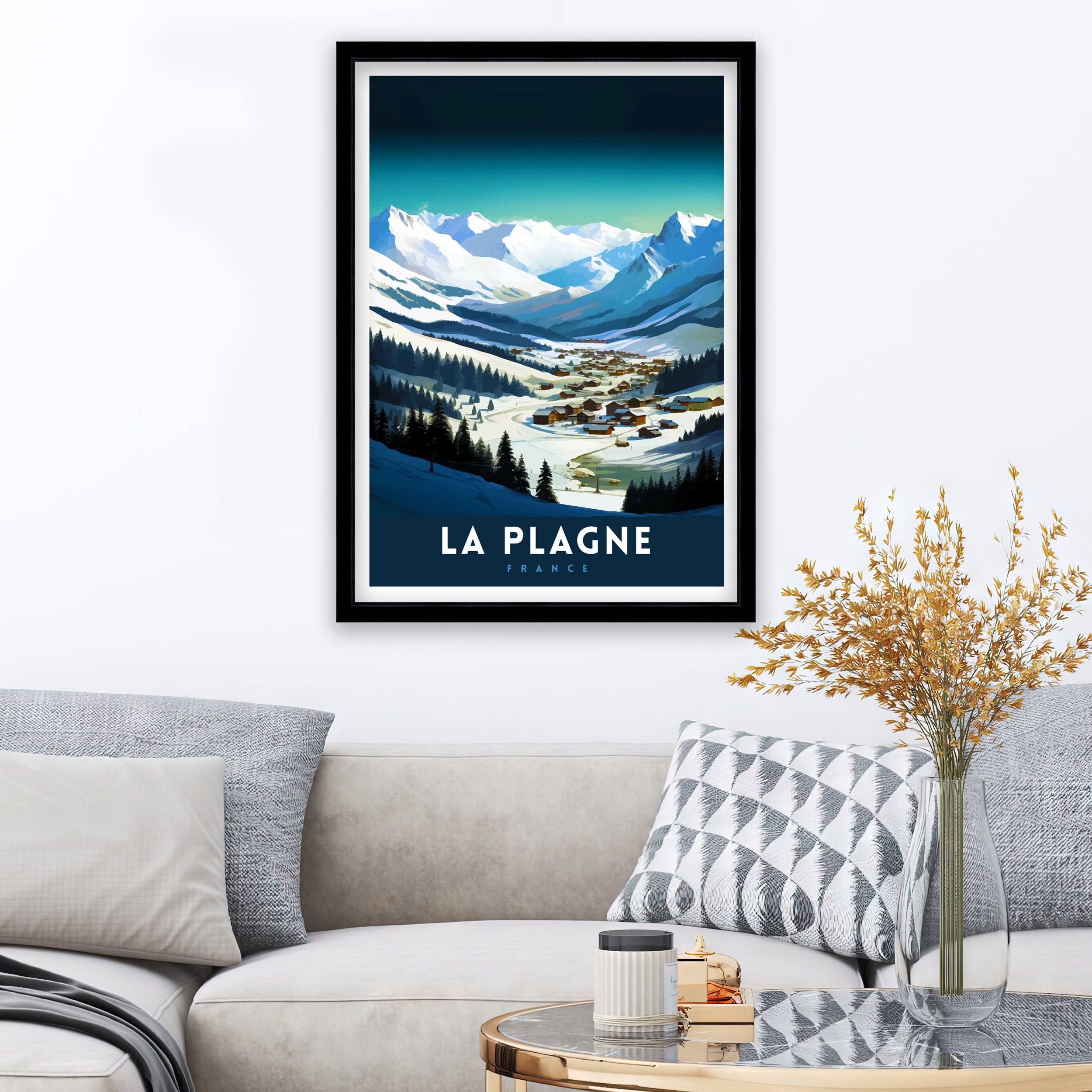 La Plagne France Print La Plagne Decor La Plagne Poster La Plagne Art La Plagne Wall Art Gift for Ski Enthusiasts La Plagne Home Decor