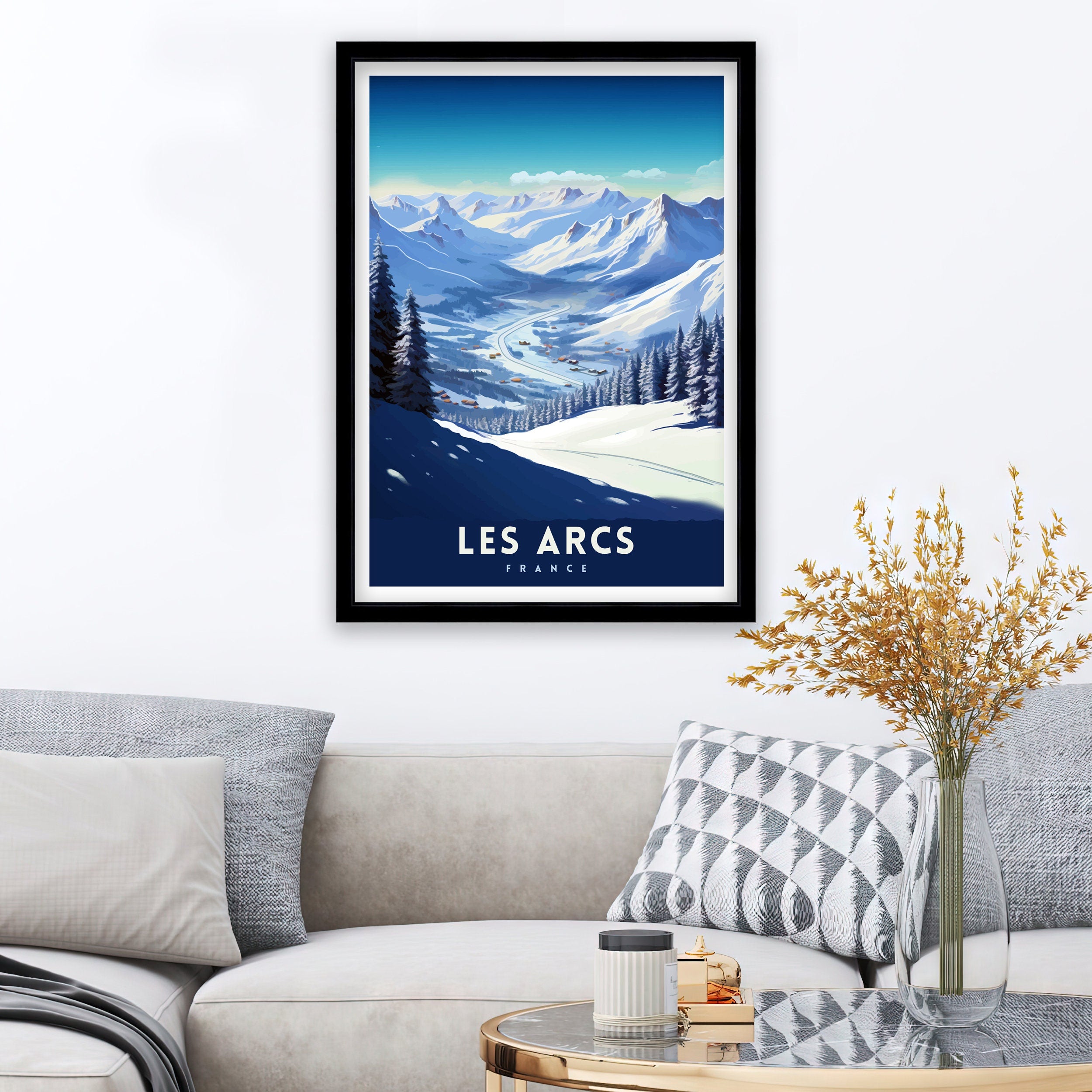 Les Arcs France Print Les Arcs Decor Les Arcs Poster Les Arcs Art Les Arcs Wall Art Gift for Ski Lovers Les Arcs Home Decor