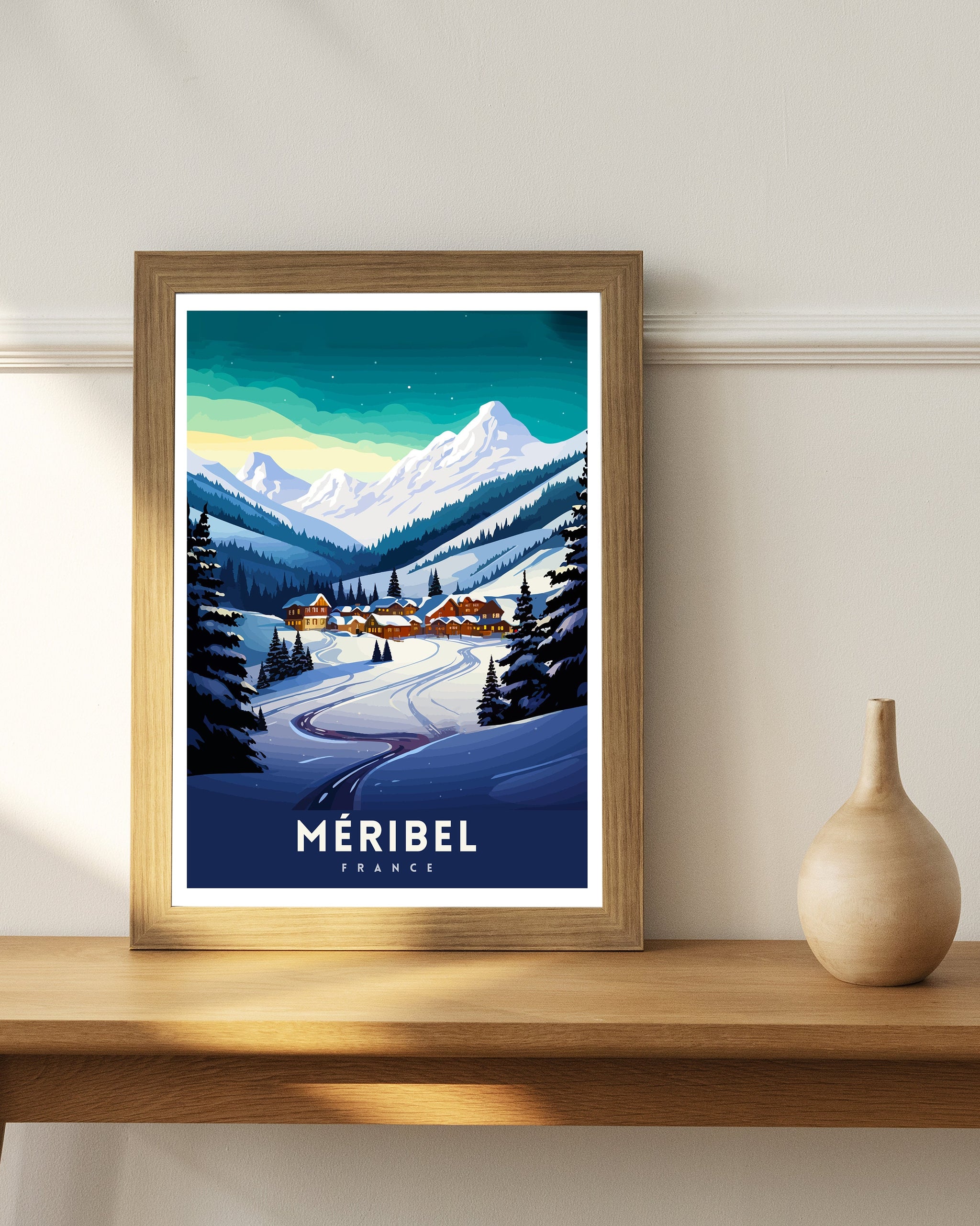 Meribel Ski Resort Print French Alps Winter Sport Decor Meribel France Poster Skiing Destination Wall Art Meribel Travel Souvenir