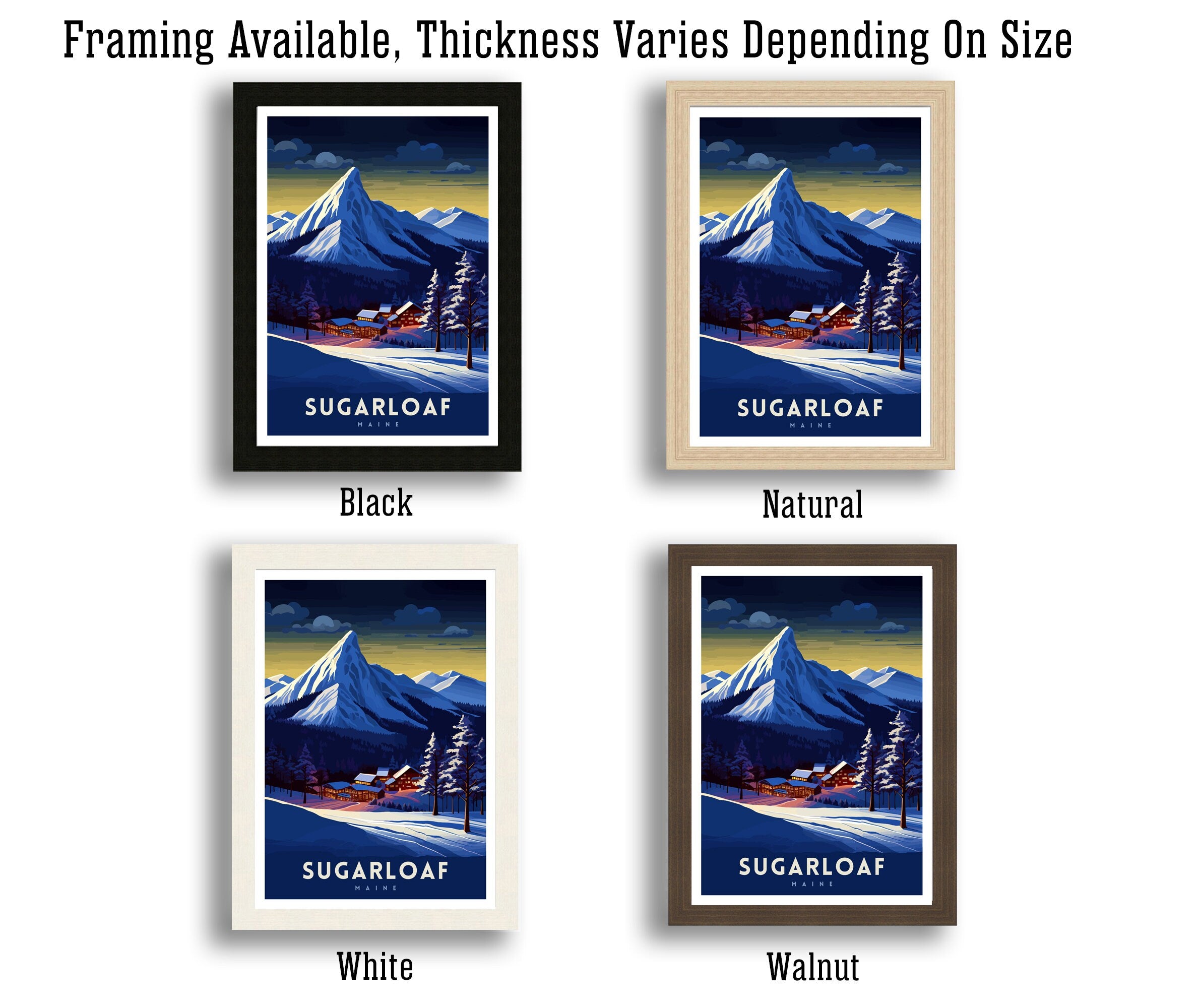 Sugarloaf Maine Ski Resort Print Maine Ski Wall Art Sugarloaf Mountain Decor Skiing Poster Winter Landscape Art Ski Lover Gift