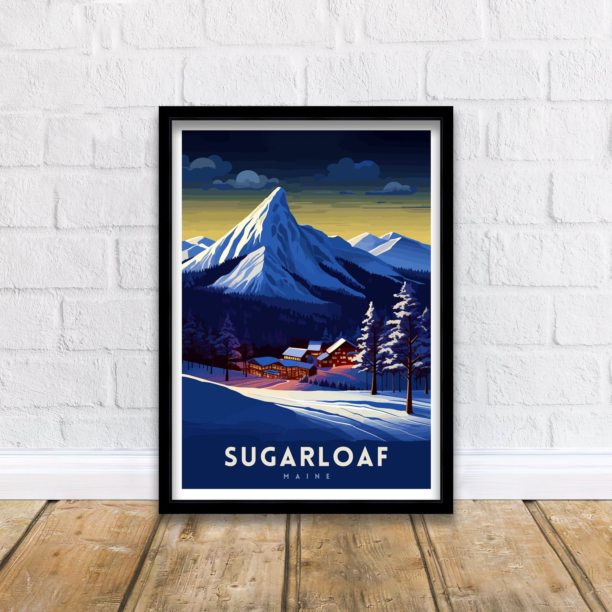 Sugarloaf Maine Ski Resort Print Maine Ski Wall Art Sugarloaf Mountain Decor Skiing Poster Winter Landscape Art Ski Lover Gift
