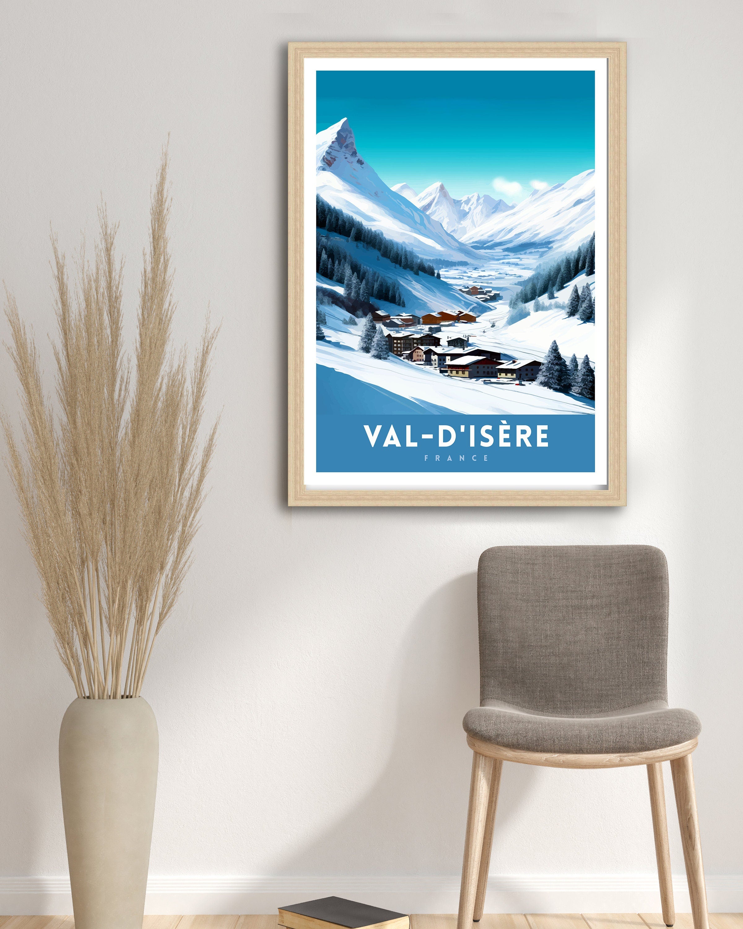 Val d Isere Travel Print French Ski Paradise Wall Decor Val dIsere Poster Alpine Resort France Snow Landscape Art Ski Lovers Gift Idea