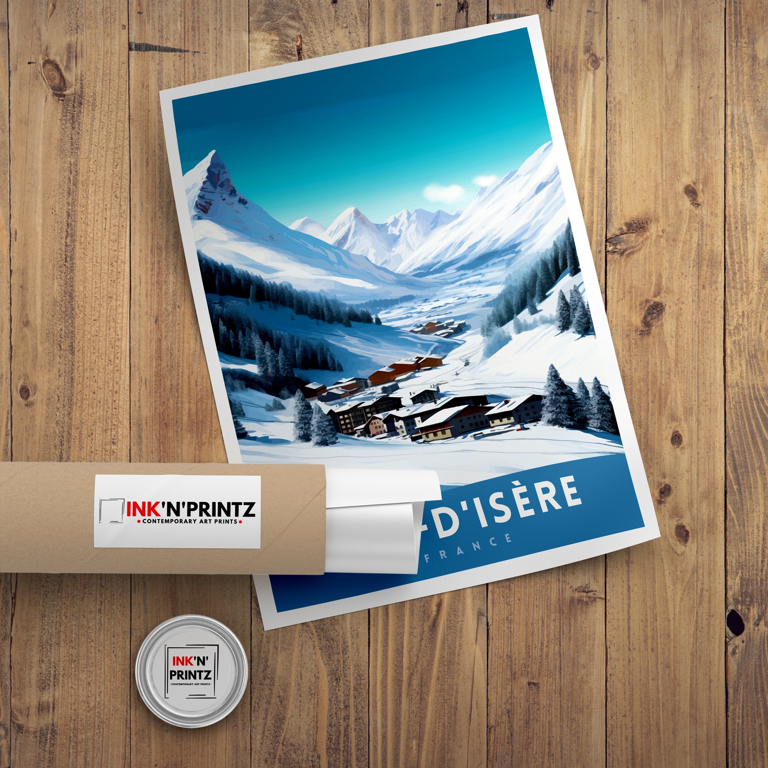 Val d Isere Travel Print French Ski Paradise Wall Decor Val dIsere Poster Alpine Resort France Snow Landscape Art Ski Lovers Gift Idea