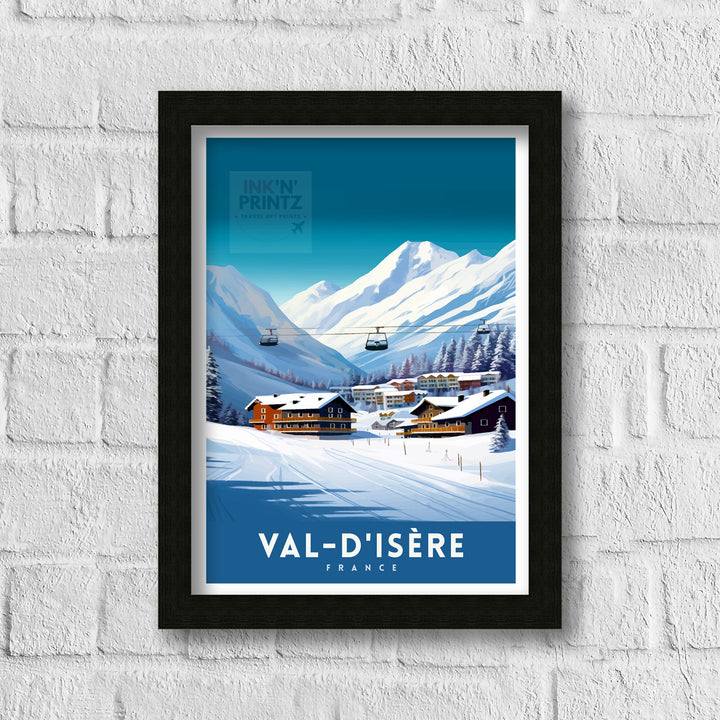 Val d Isere Travel Print French Ski Paradise Wall Decor Val dIsere Poster Alpine Resort France Snow Landscape Art Ski Lovers Gift Idea