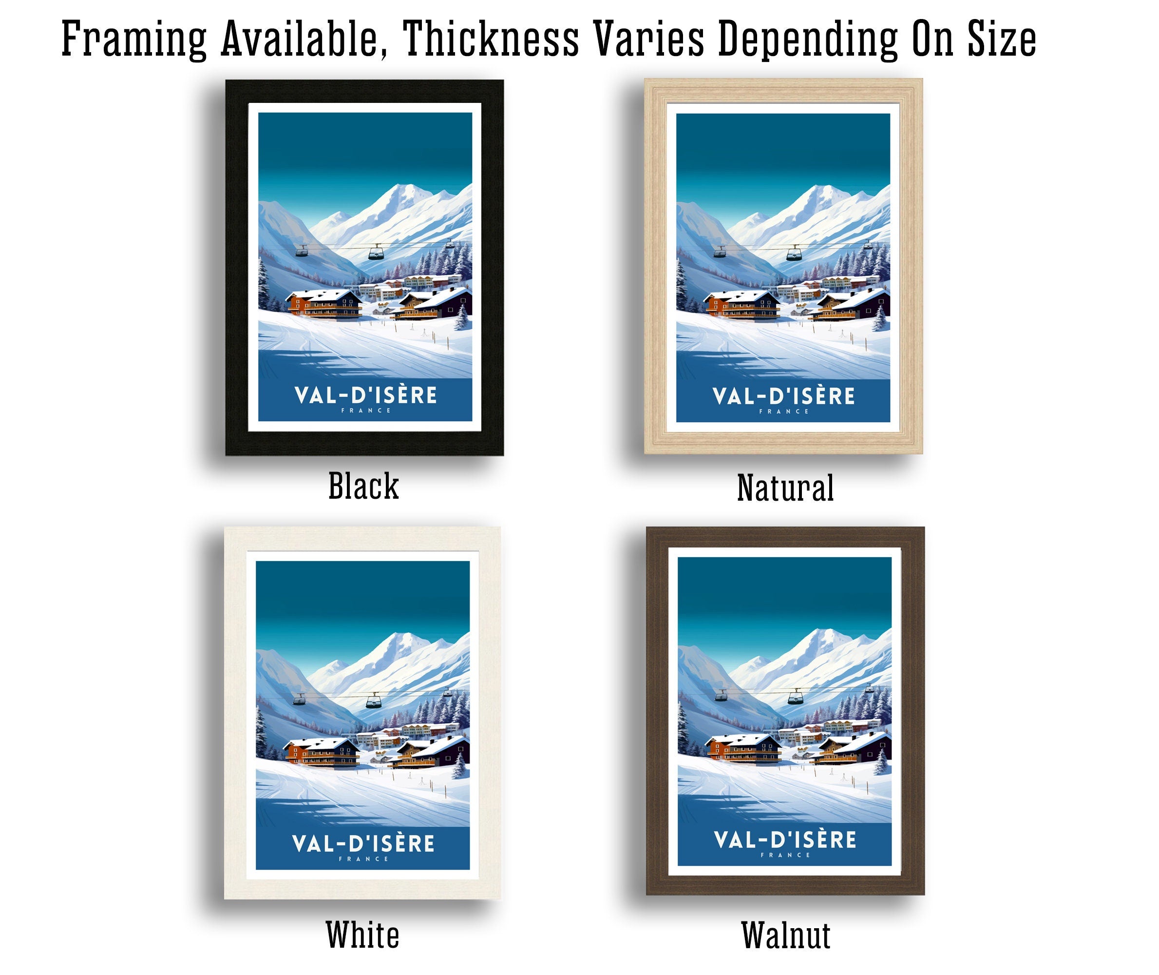 Val d Isere Travel Print French Ski Paradise Wall Decor Val dIsere Poster Alpine Resort France Snow Landscape Art Ski Lovers Gift Idea