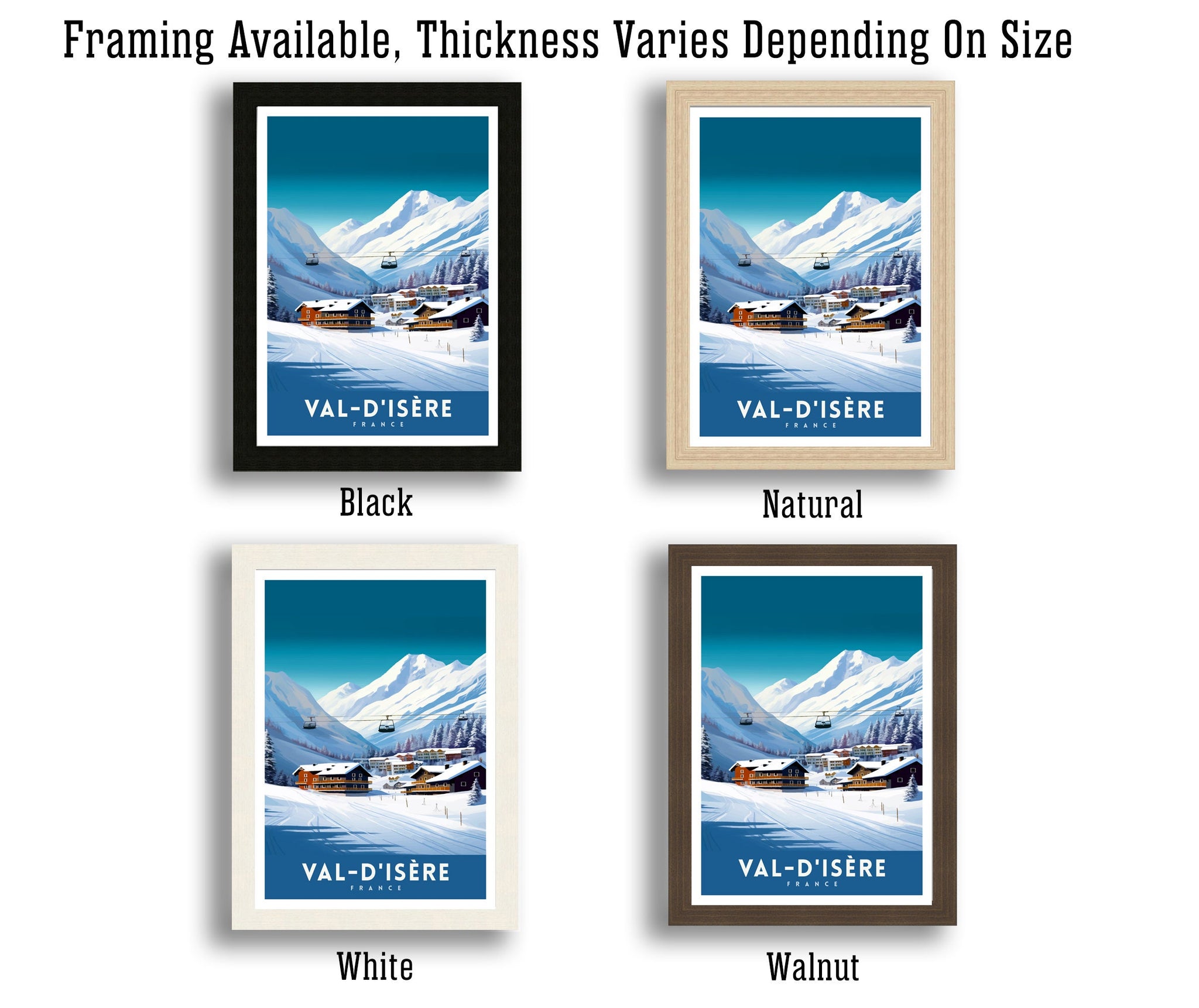 Val d Isere Travel Print French Ski Paradise Wall Decor Val dIsere Poster Alpine Resort France Snow Landscape Art Ski Lovers Gift Idea