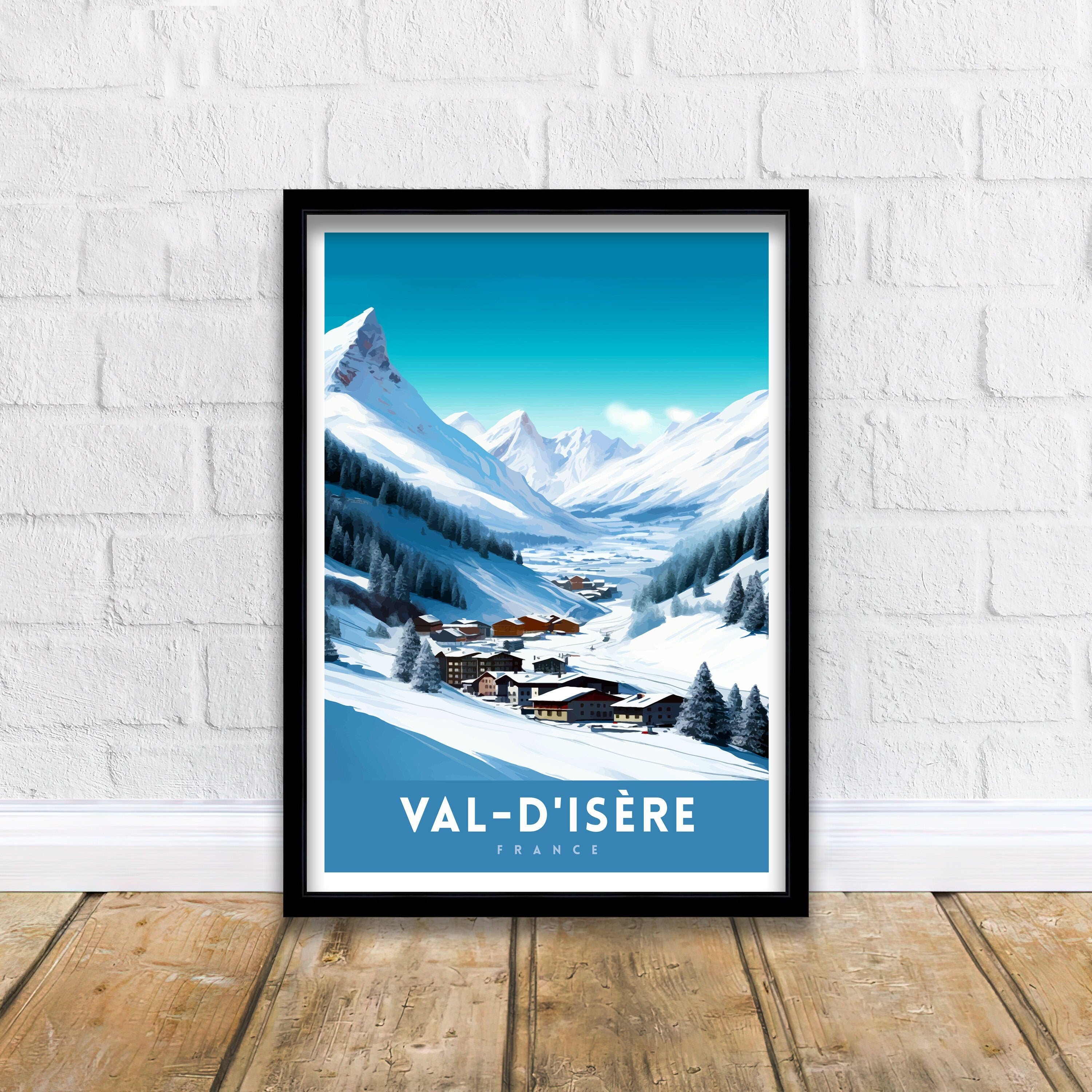 Val d Isere Travel Print French Ski Paradise Wall Decor Val dIsere Poster Alpine Resort France Snow Landscape Art Ski Lovers Gift Idea