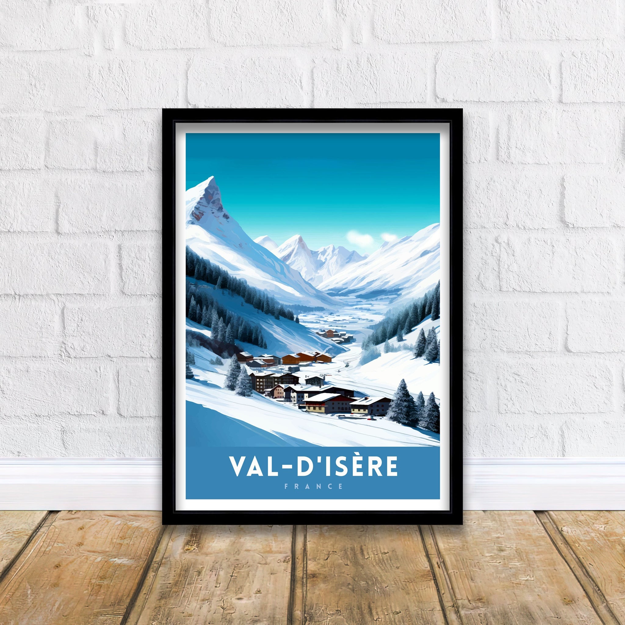 Val d Isere Travel Print French Ski Paradise Wall Decor Val dIsere Poster Alpine Resort France Snow Landscape Art Ski Lovers Gift Idea