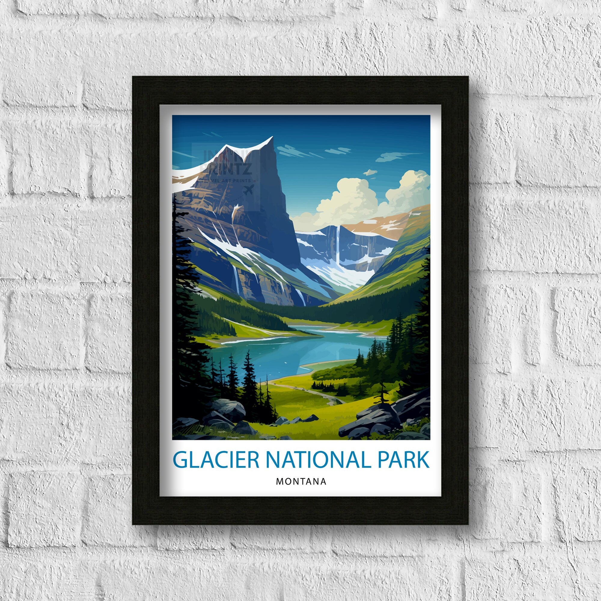 Glacier National Park Print| Montana Wilderness Poster Alpine Landscape Art Hiker's Dream Decor National Park Wall Art Nature Travel Gift