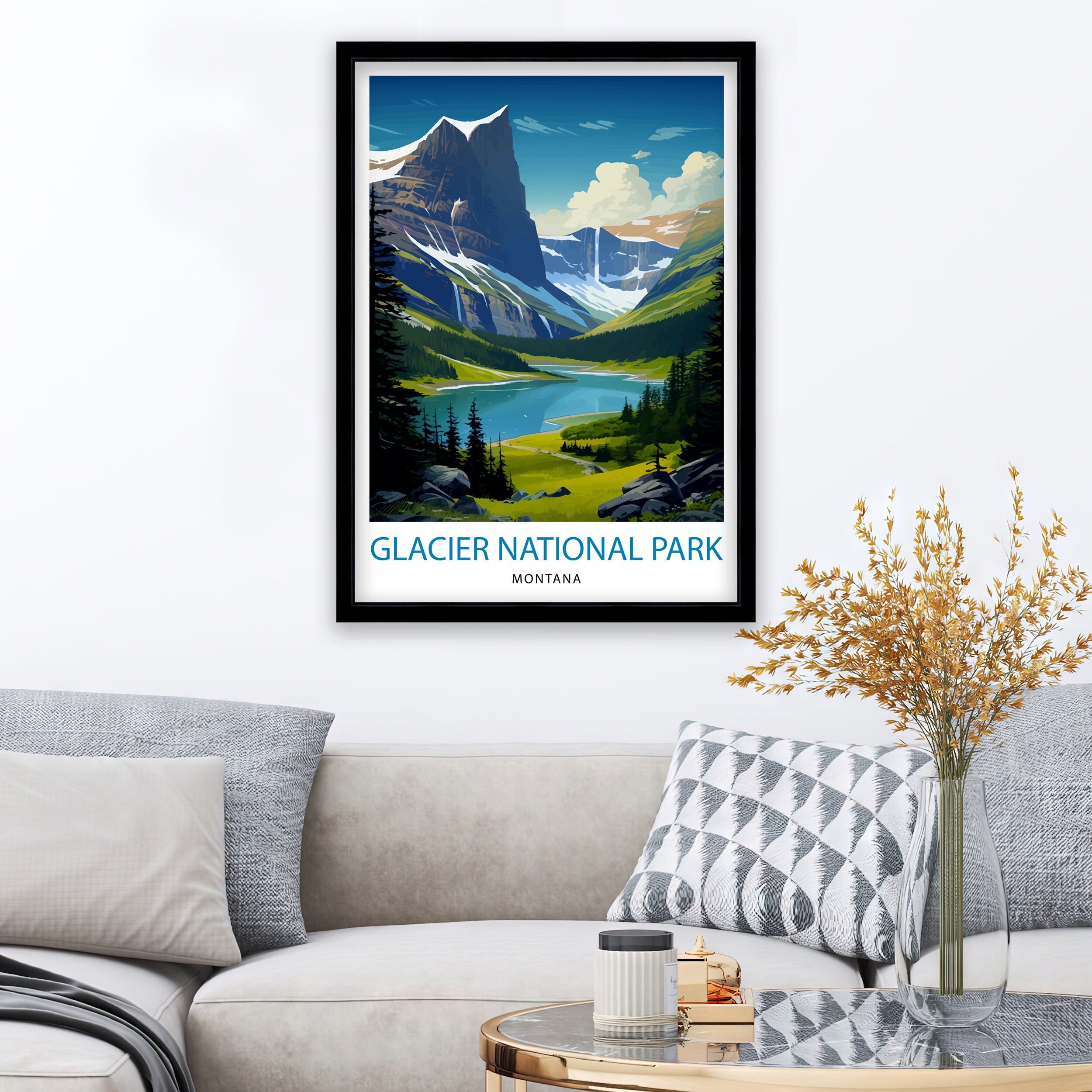 Glacier National Park Print| Montana Wilderness Poster Alpine Landscape Art Hiker's Dream Decor National Park Wall Art Nature Travel Gift