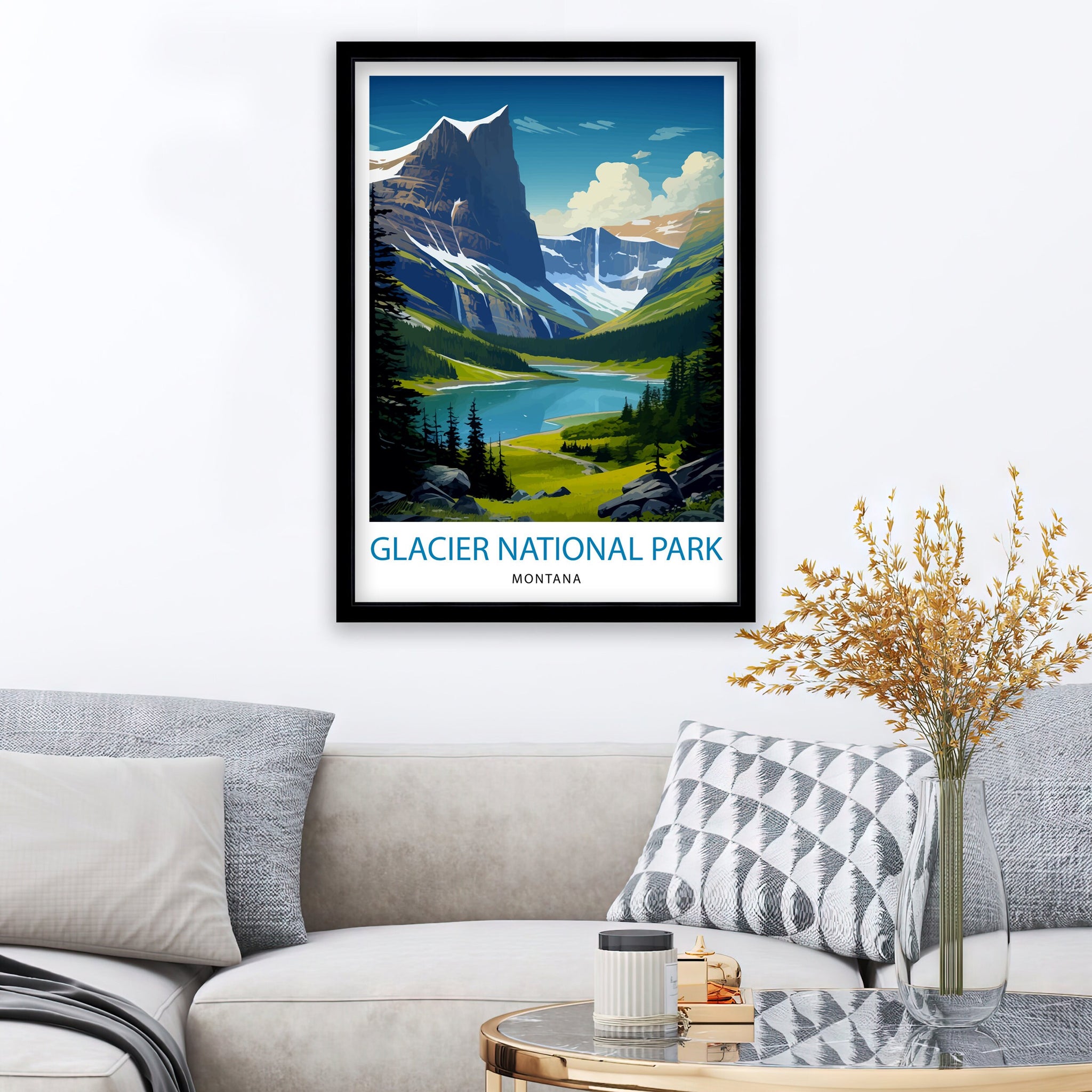 Glacier National Park Print| Montana Wilderness Poster Alpine Landscape Art Hiker's Dream Decor National Park Wall Art Nature Travel Gift