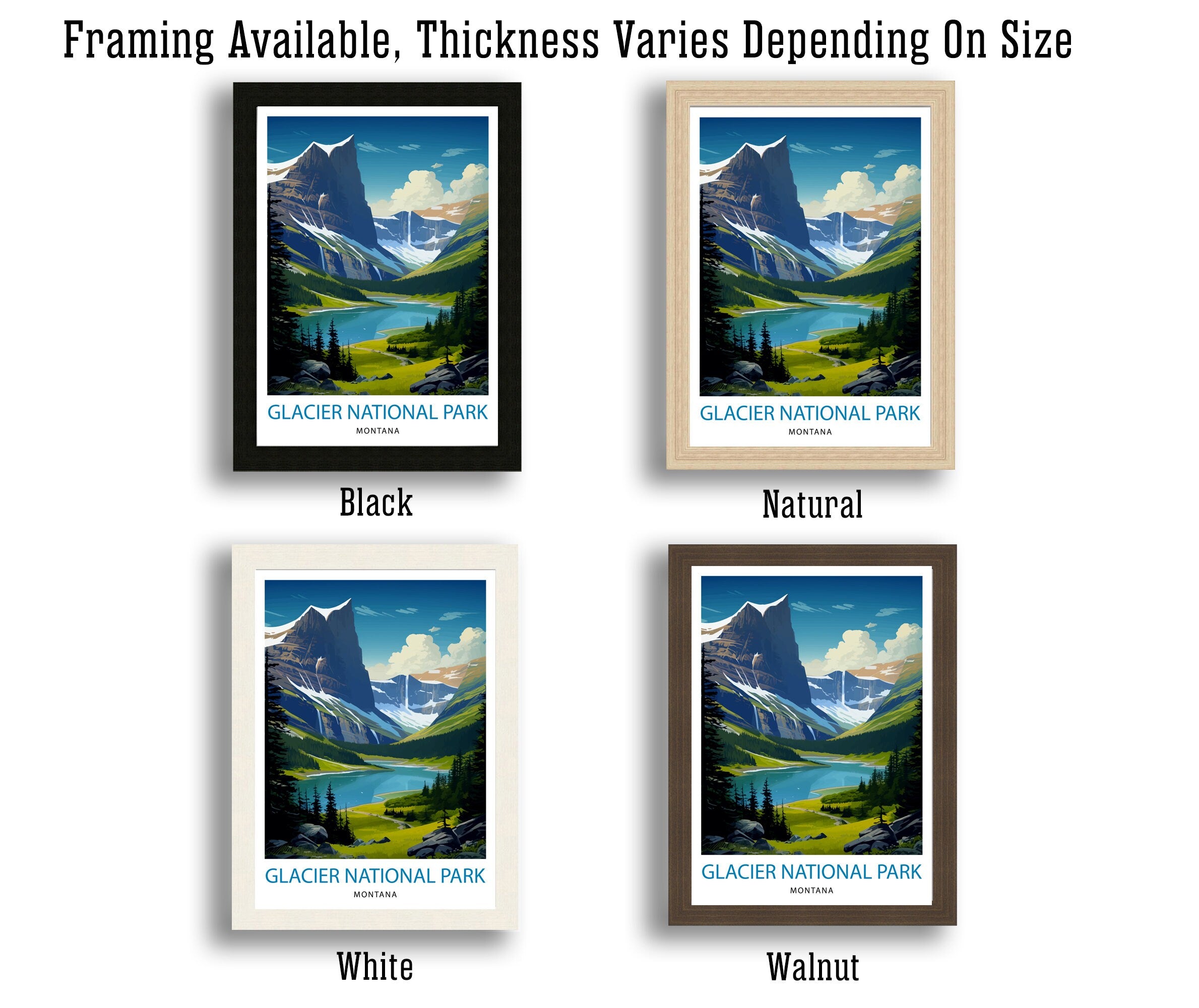 Glacier National Park Print| Montana Wilderness Poster Alpine Landscape Art Hiker's Dream Decor National Park Wall Art Nature Travel Gift