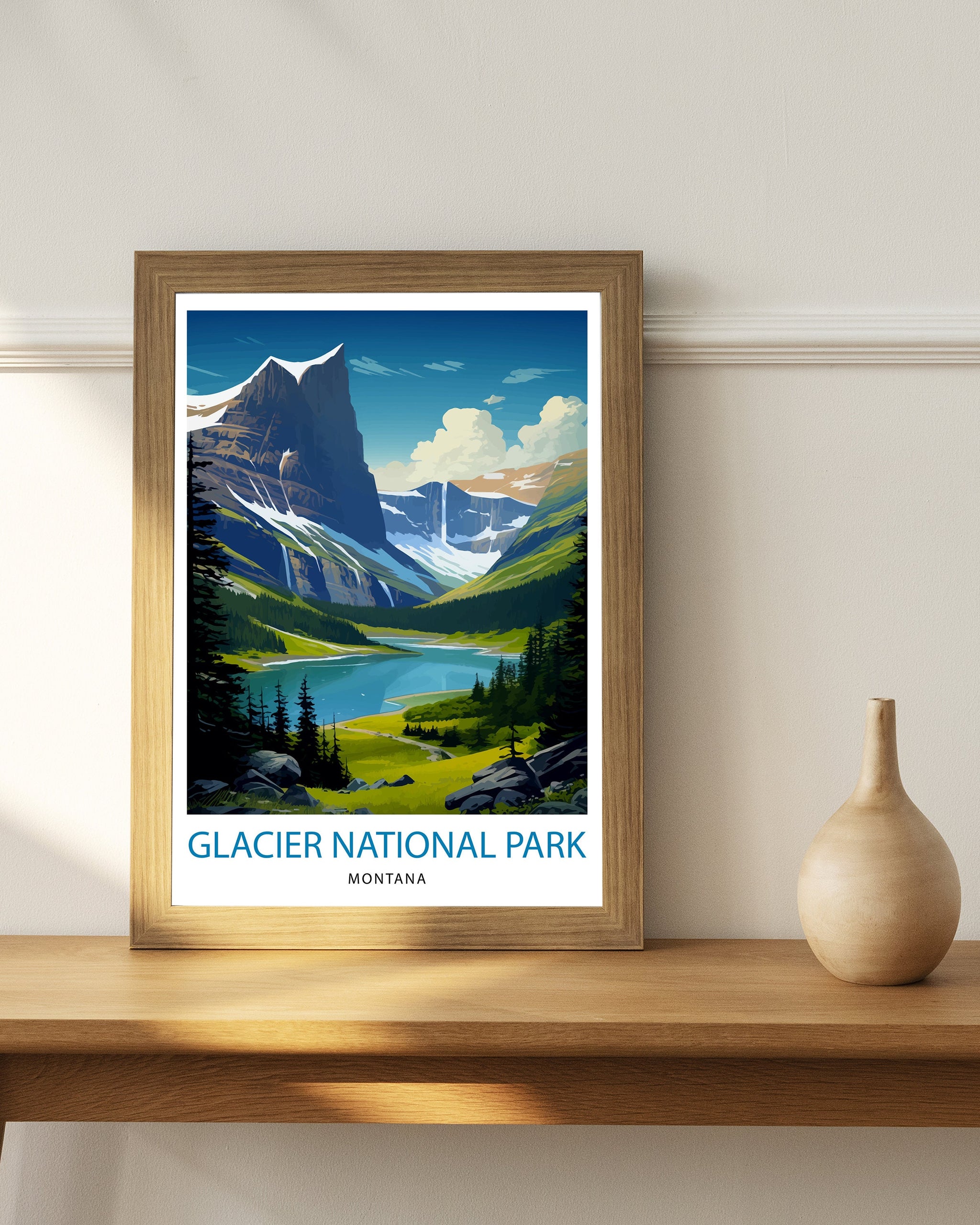 Glacier National Park Print| Montana Wilderness Poster Alpine Landscape Art Hiker's Dream Decor National Park Wall Art Nature Travel Gift