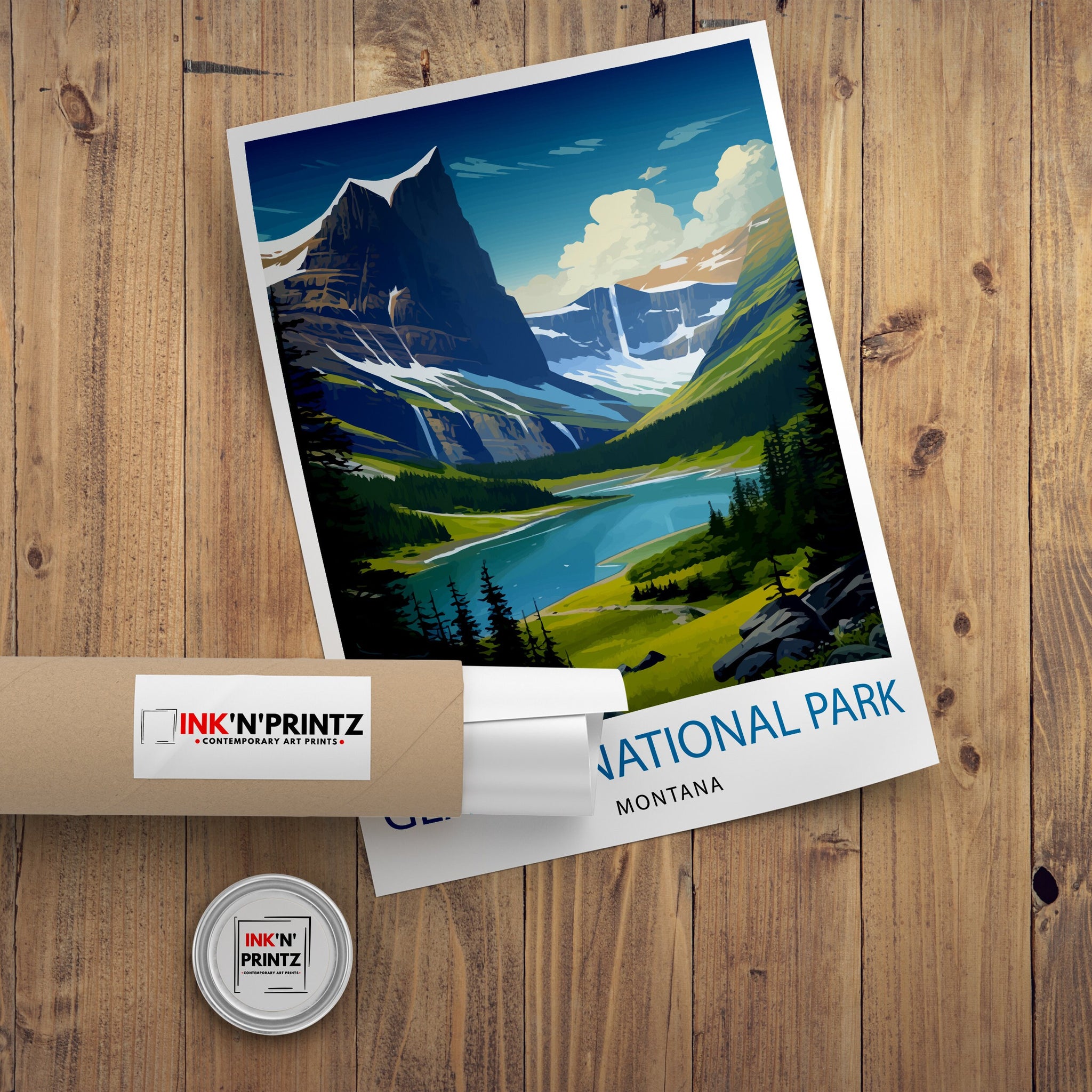 Glacier National Park Print| Montana Wilderness Poster Alpine Landscape Art Hiker's Dream Decor National Park Wall Art Nature Travel Gift