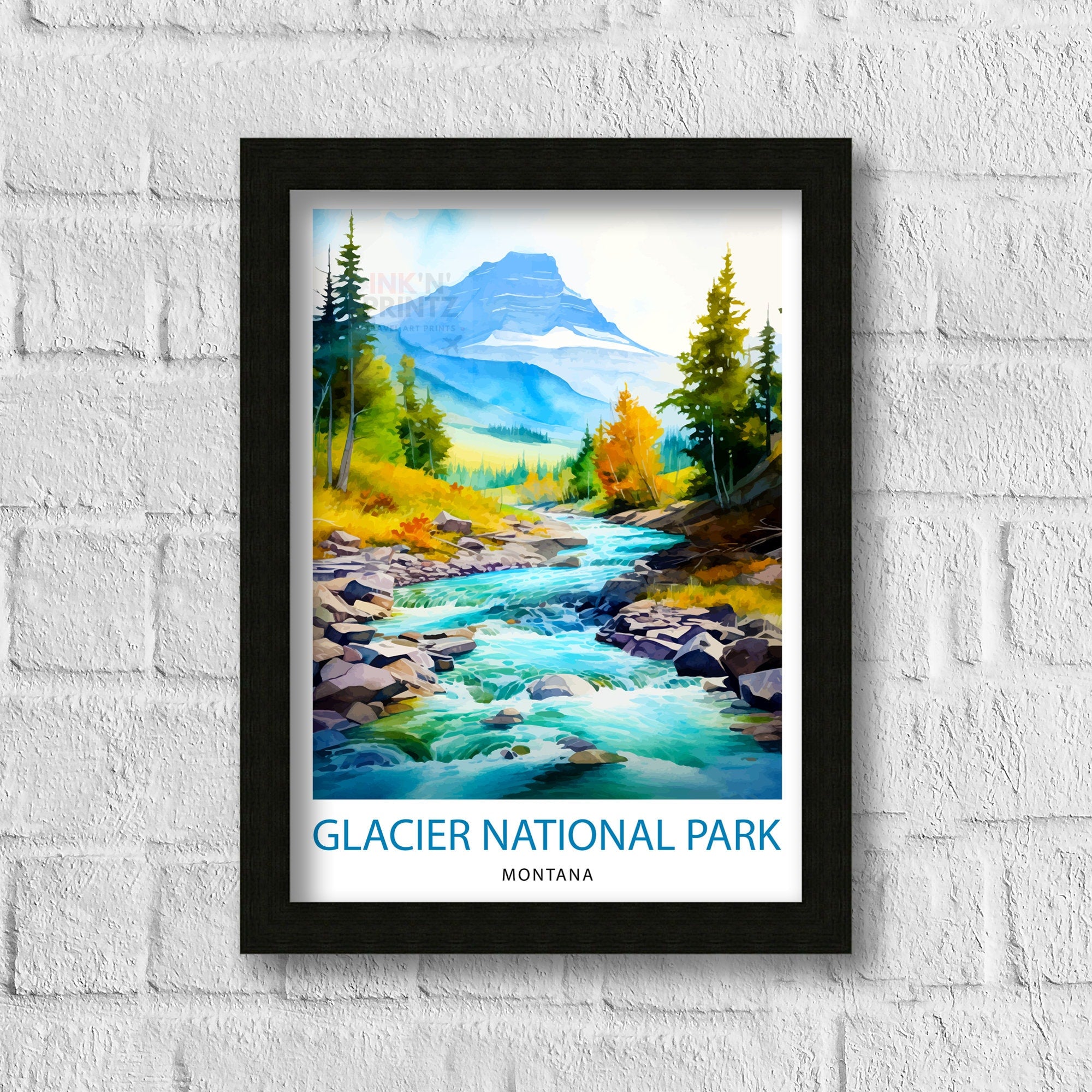 Glacier National Park Print| Montana Wilderness Poster Alpine Landscape Art Hiker's Dream Decor National Park Wall Art Nature Travel Gift