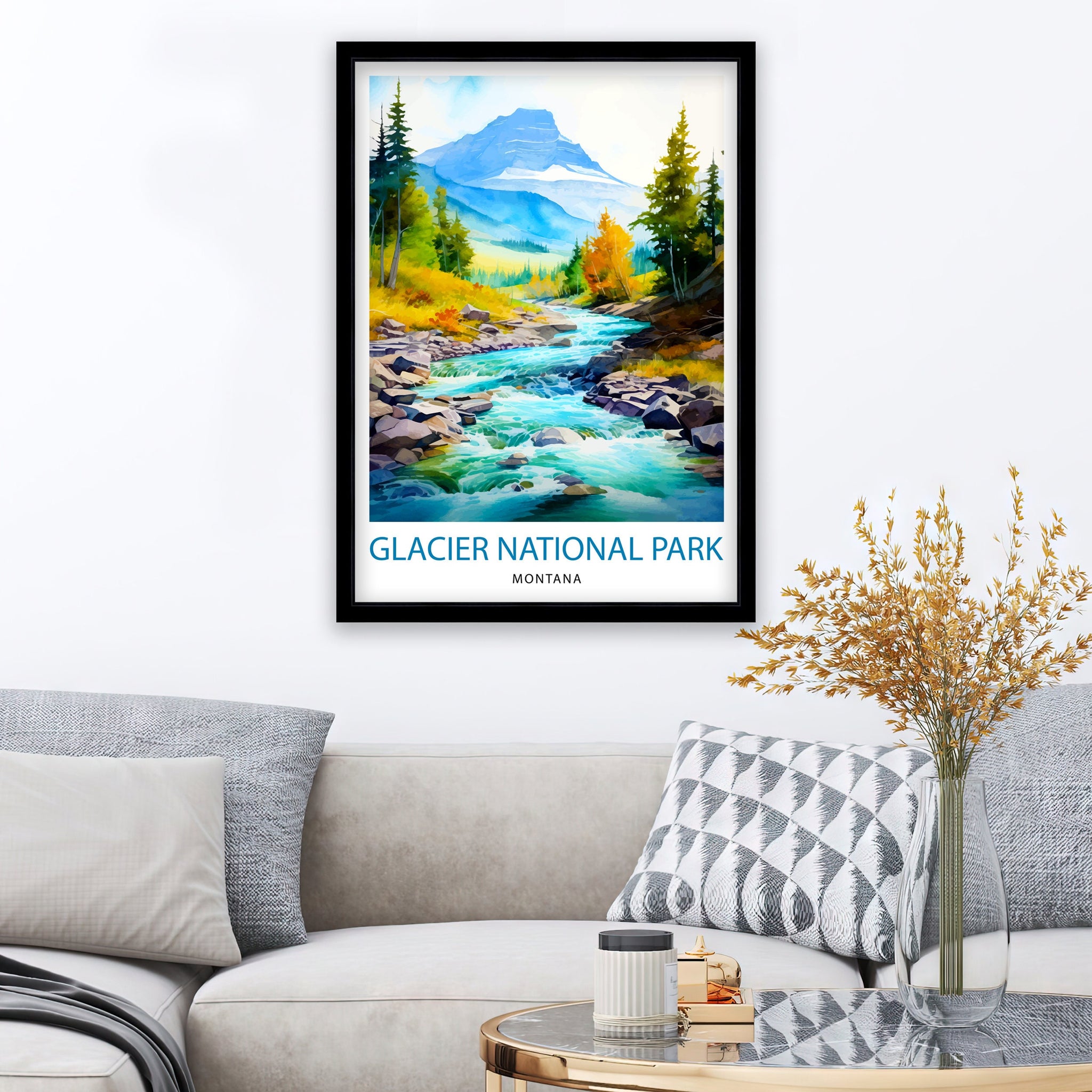 Glacier National Park Print| Montana Wilderness Poster Alpine Landscape Art Hiker's Dream Decor National Park Wall Art Nature Travel Gift