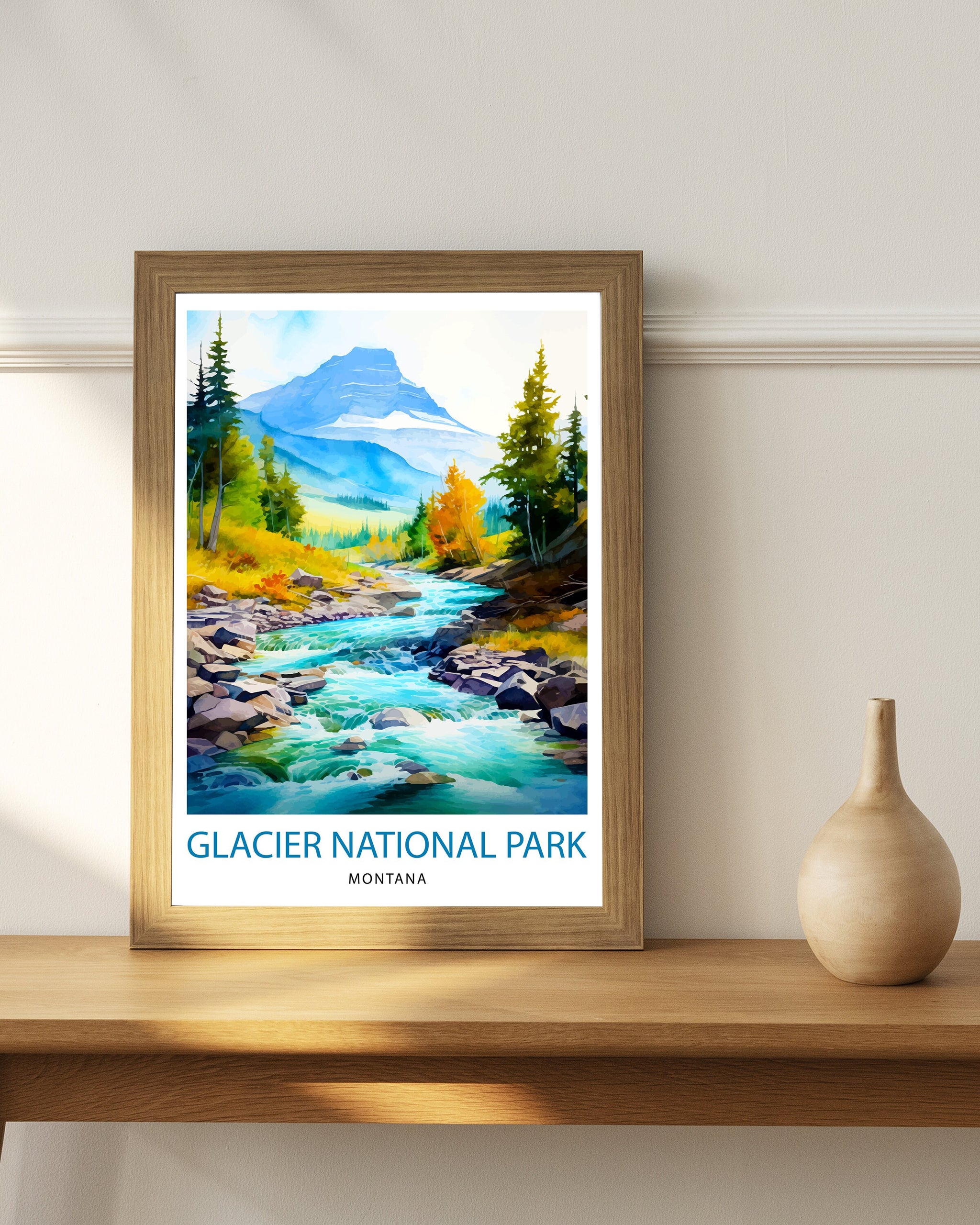 Glacier National Park Print| Montana Wilderness Poster Alpine Landscape Art Hiker's Dream Decor National Park Wall Art Nature Travel Gift