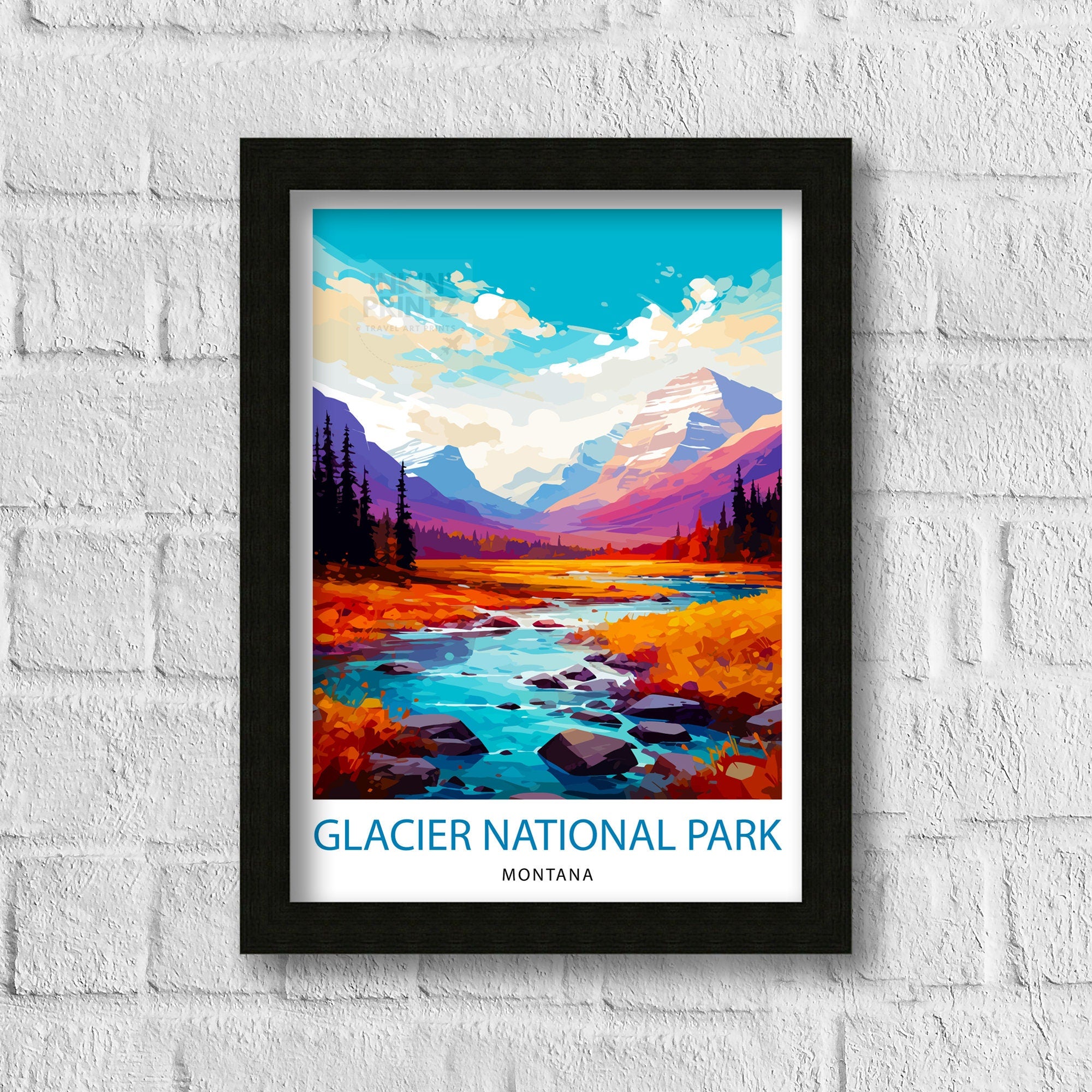 Glacier National Park Print| Montana Wilderness Poster Alpine Landscape Art Hiker's Dream Decor National Park Wall Art Nature Travel Gift