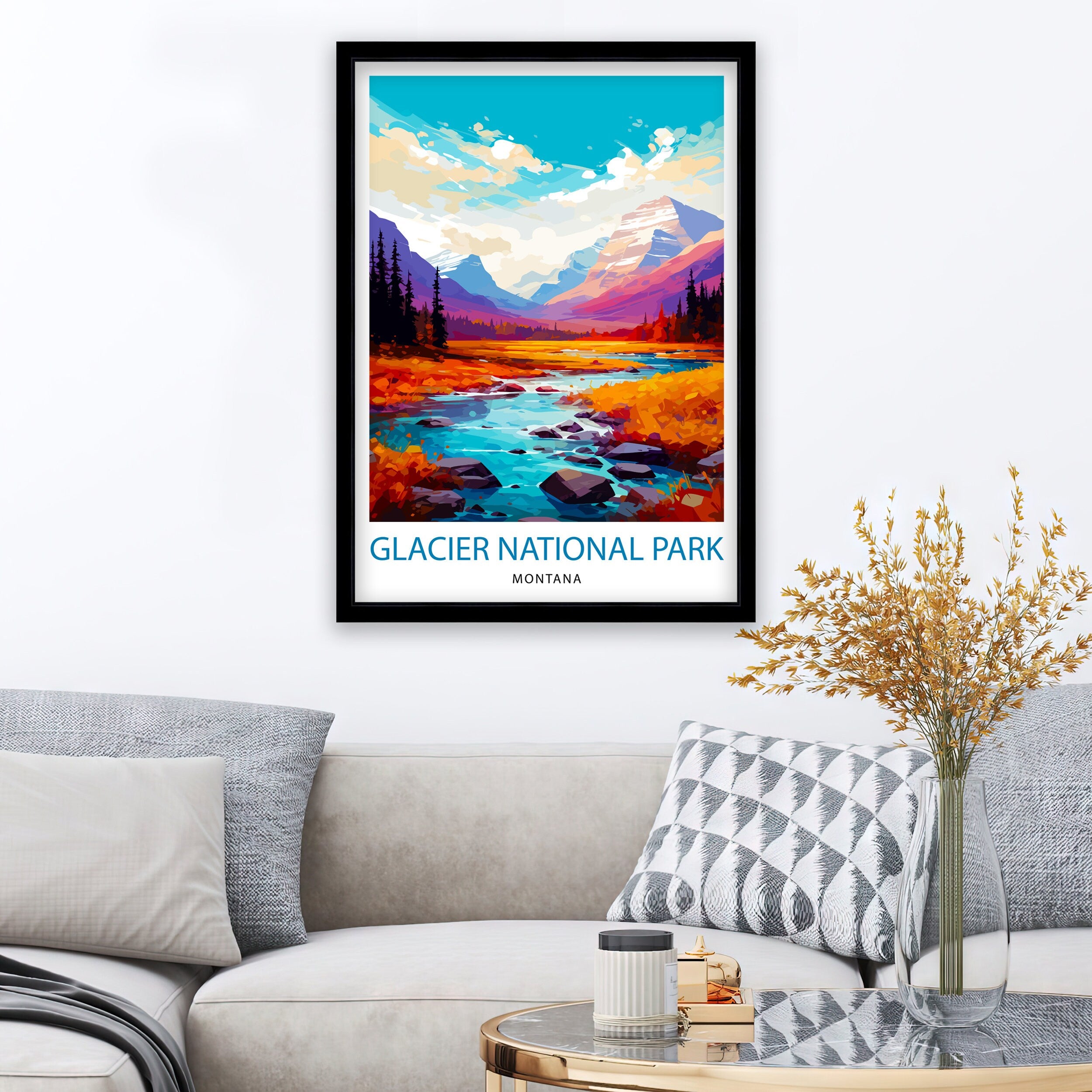 Glacier National Park Print| Montana Wilderness Poster Alpine Landscape Art Hiker's Dream Decor National Park Wall Art Nature Travel Gift
