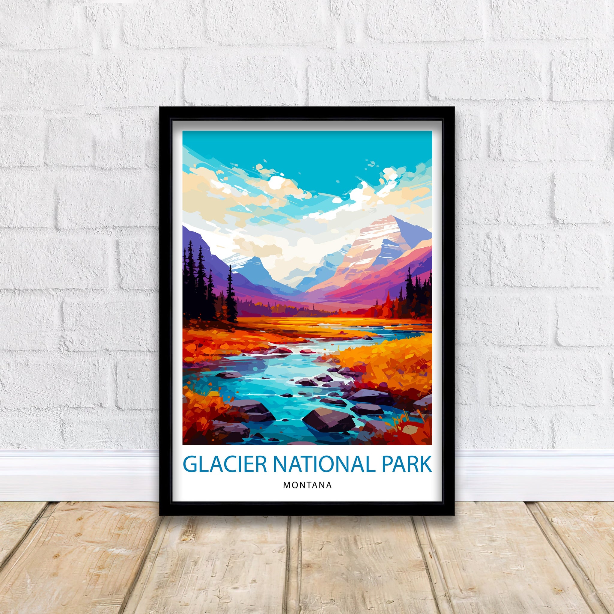 Glacier National Park Print| Montana Wilderness Poster Alpine Landscape Art Hiker's Dream Decor National Park Wall Art Nature Travel Gift