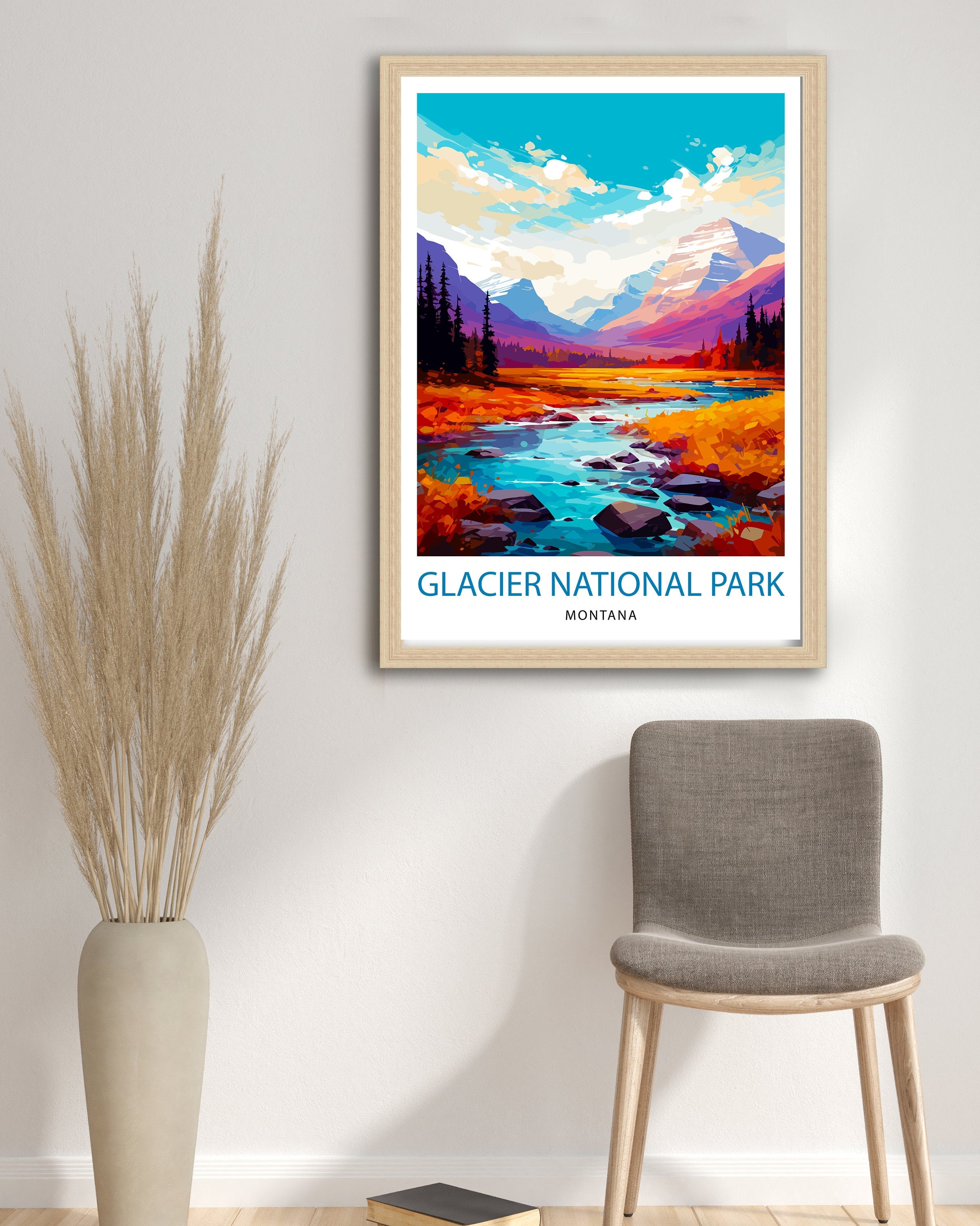 Glacier National Park Print| Montana Wilderness Poster Alpine Landscape Art Hiker's Dream Decor National Park Wall Art Nature Travel Gift