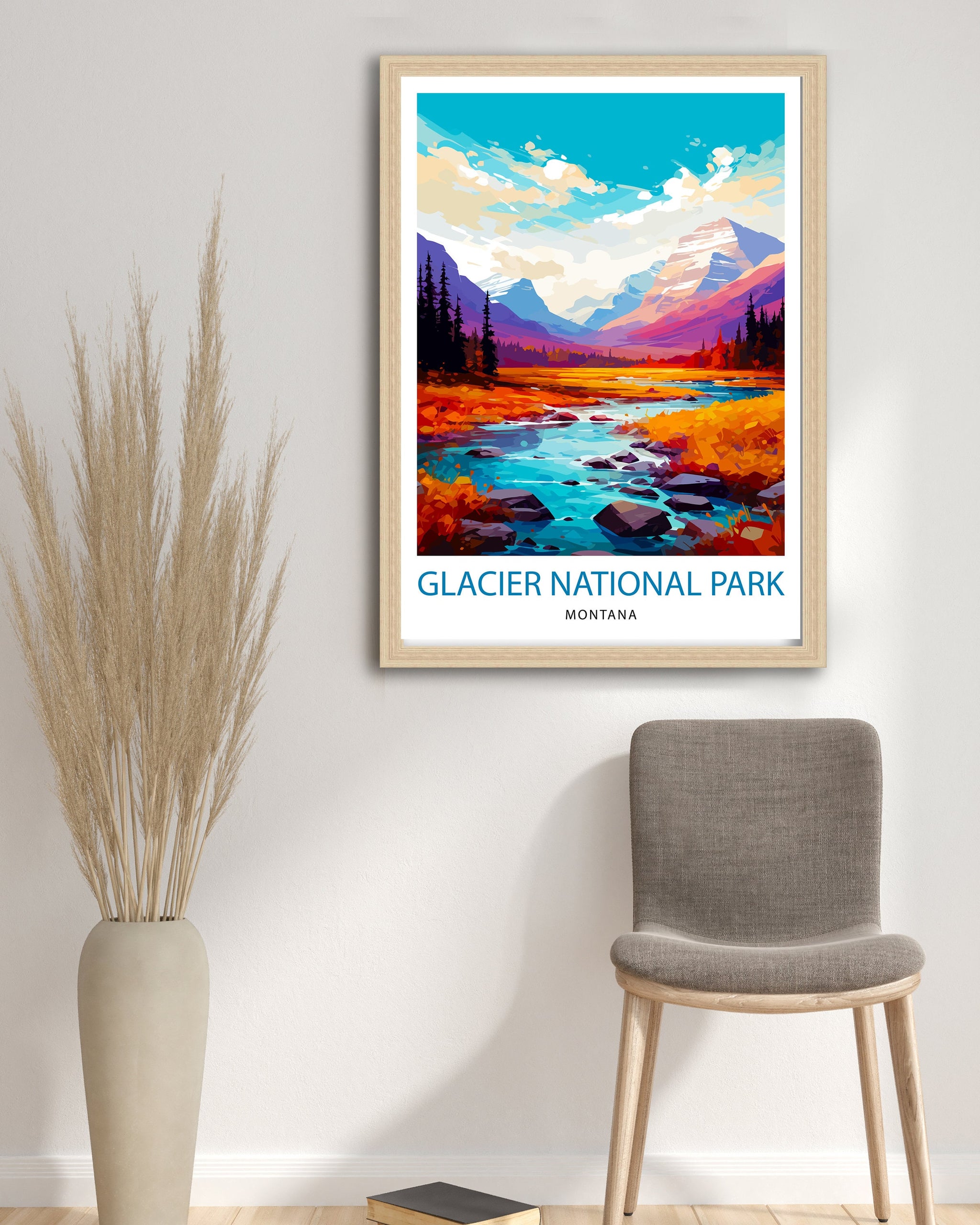 Glacier National Park Print| Montana Wilderness Poster Alpine Landscape Art Hiker's Dream Decor National Park Wall Art Nature Travel Gift