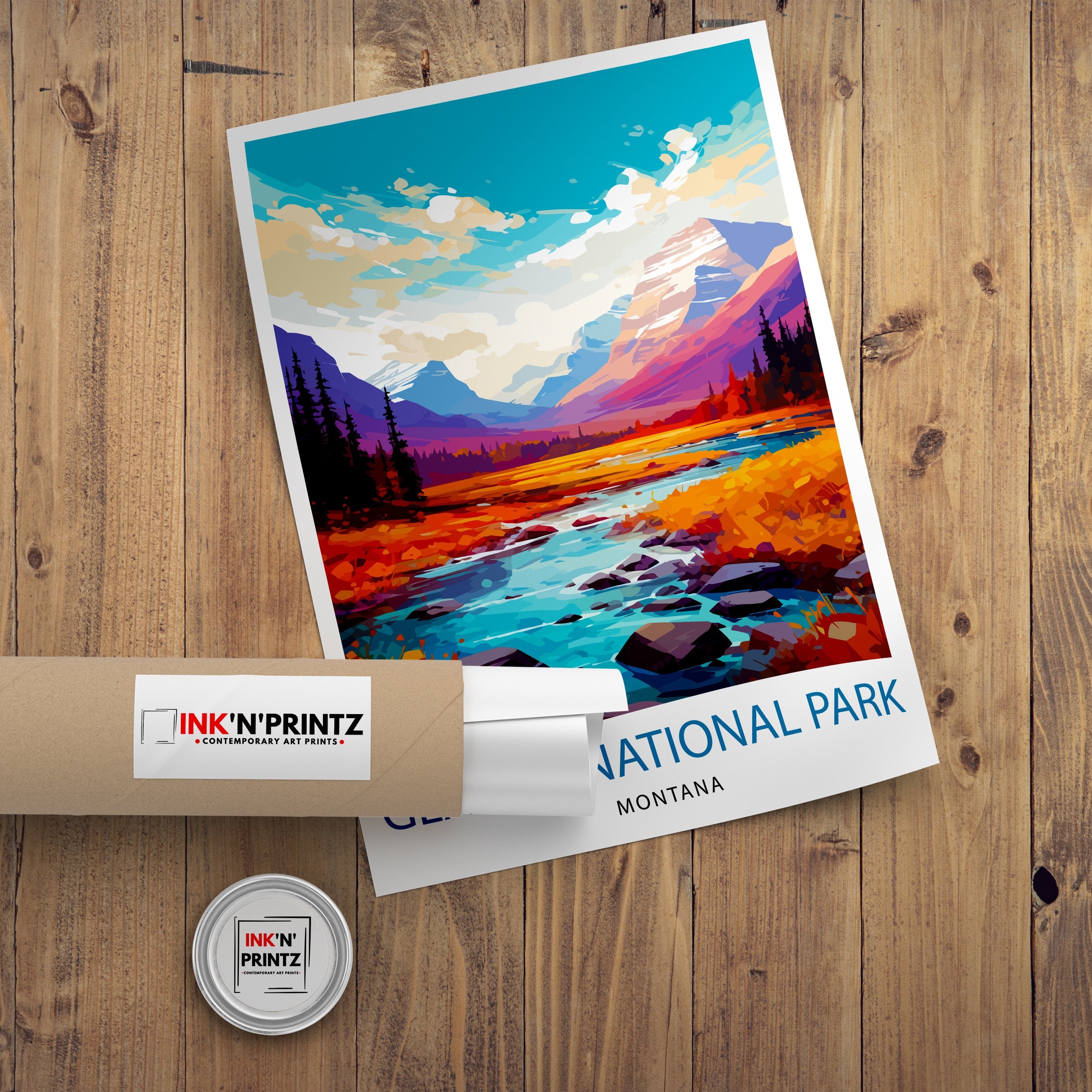 Glacier National Park Print| Montana Wilderness Poster Alpine Landscape Art Hiker's Dream Decor National Park Wall Art Nature Travel Gift