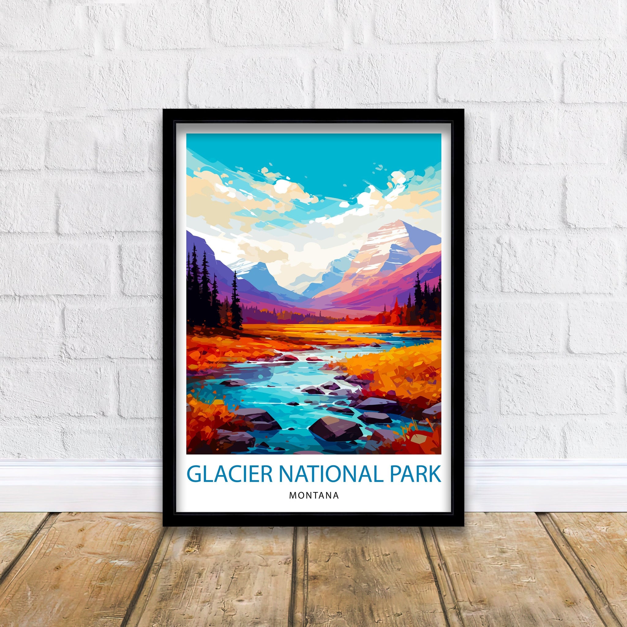 Glacier National Park Print| Montana Wilderness Poster Alpine Landscape Art Hiker's Dream Decor National Park Wall Art Nature Travel Gift